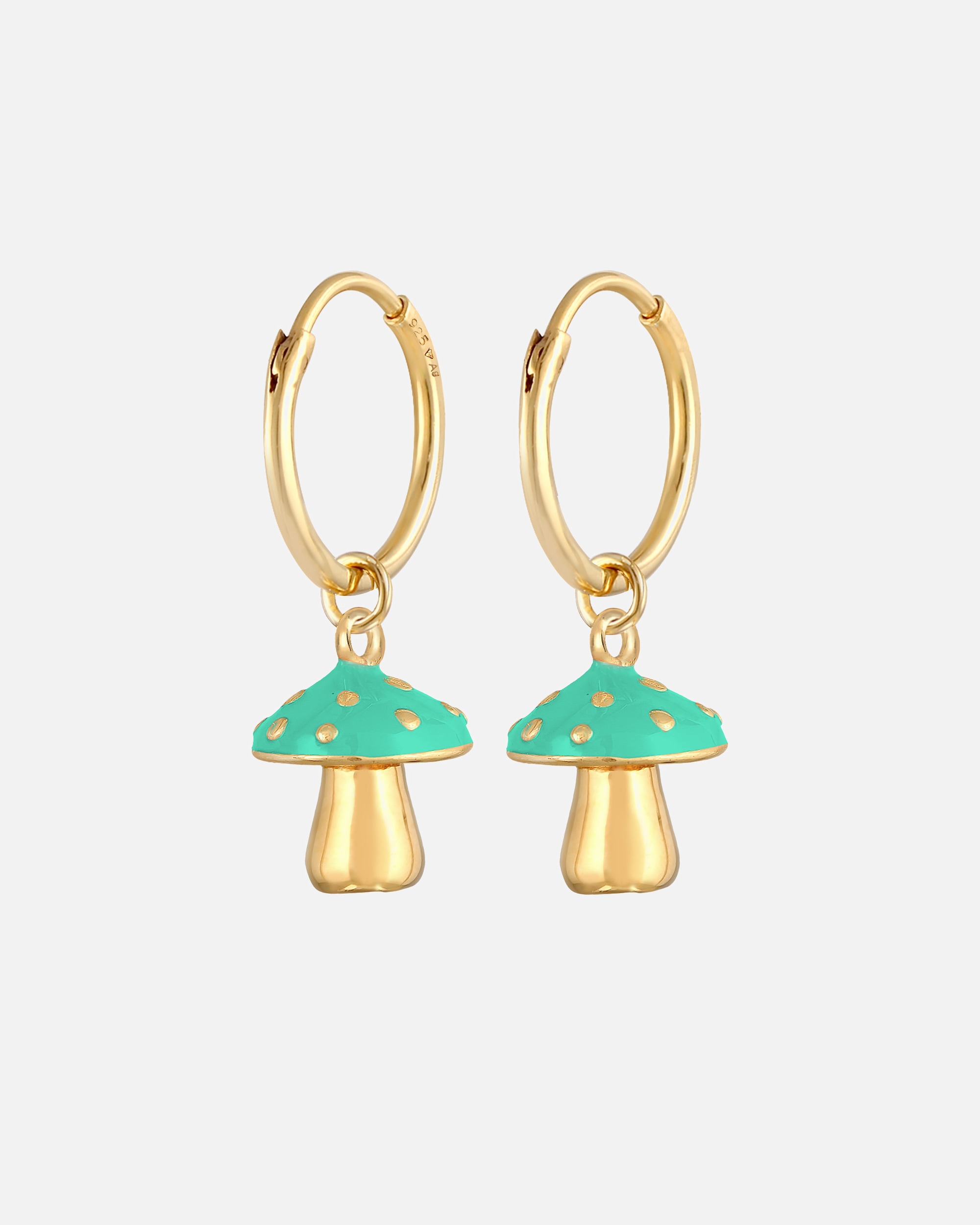 Boucles d'oreilles pour Femme Elli Femmes Créoles champignon orange avec émail en argent sterling 925 plaqué or Turquoise
