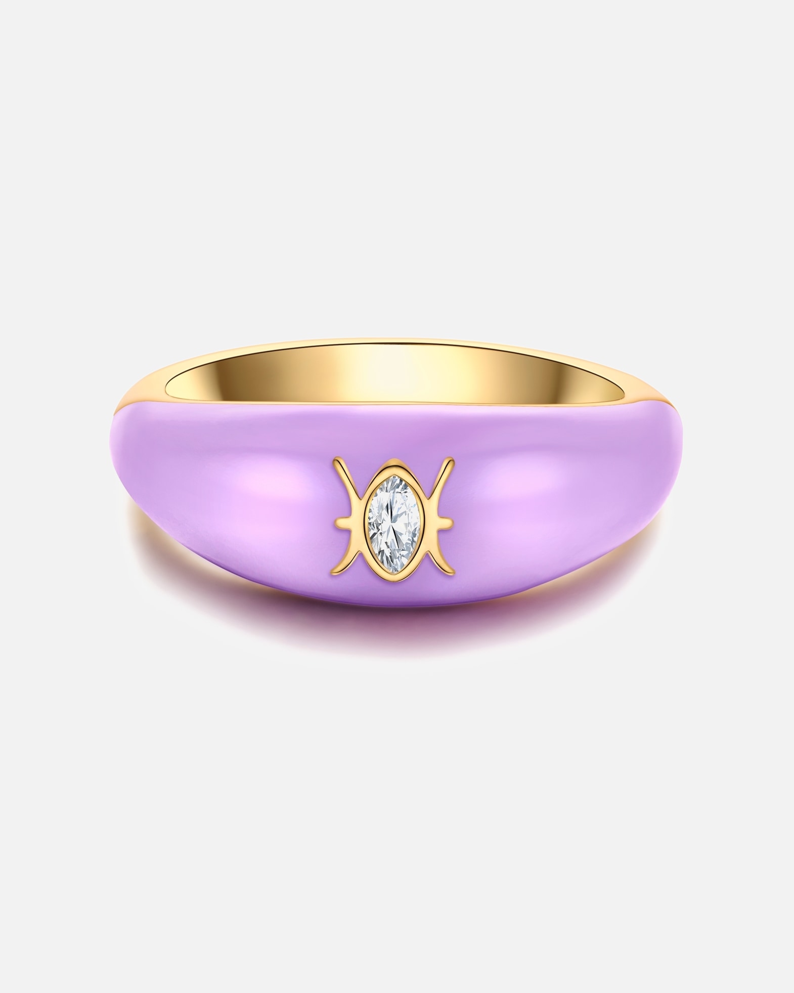 Bague pour Femme Glanzstücke München Bague Zodiaque Poissons en Argent sterling en Or jaune 52