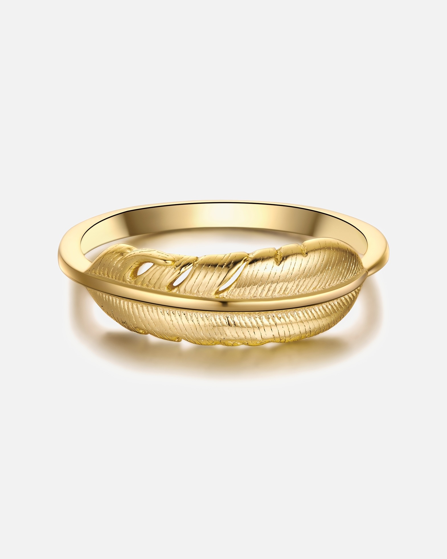 Bague pour Femme Rafaela Donata Bague Plume en Argent sterling en Or jaune 58