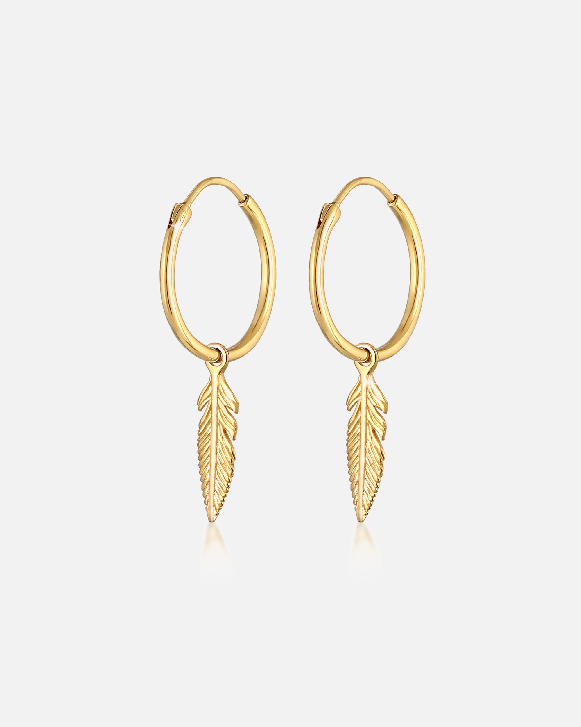 Boucles d'oreilles pour Femme Elli Créoles Pendentifs de Plumes Boho Look Festival Trend Boucles d'Oreilles Femme - (925/1000) Argent goldfarben