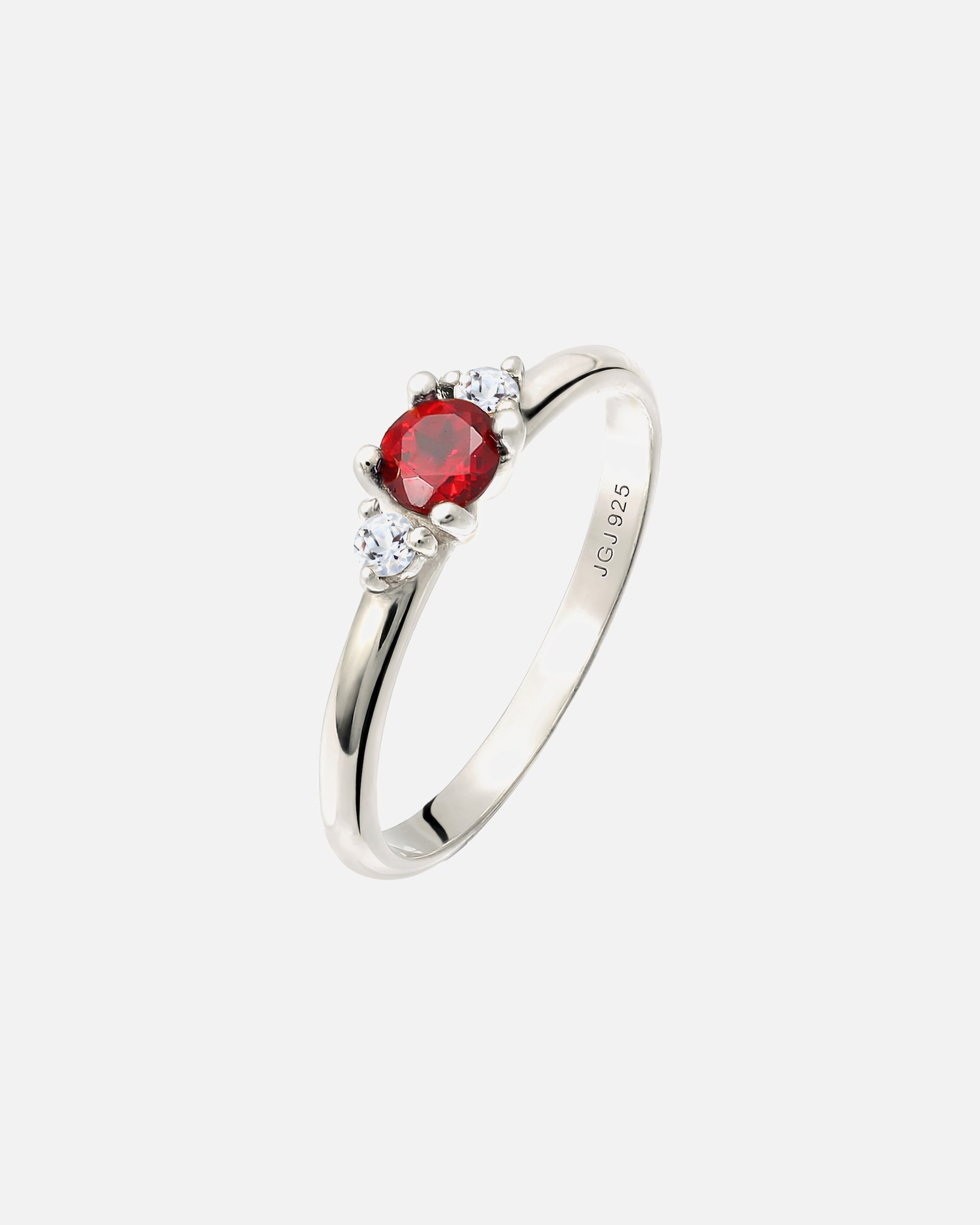 Bague pour Femme Elli PREMIUM Grenat Topaze Classique Rond Argent 925 Plaqué Or 54