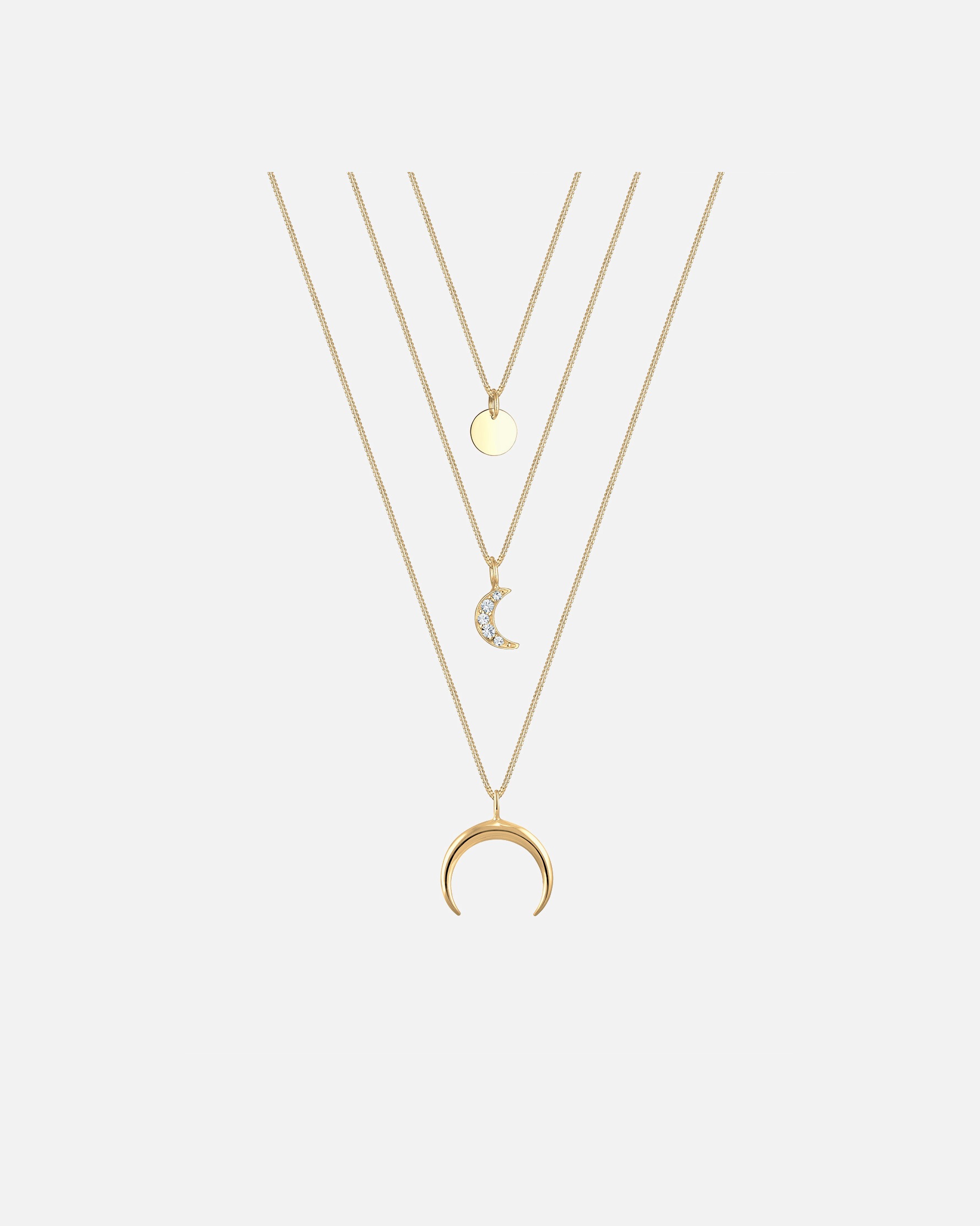 Collier pour Femme Elli Demi-lune Layer Cristaux 925 Argent Sterling 40