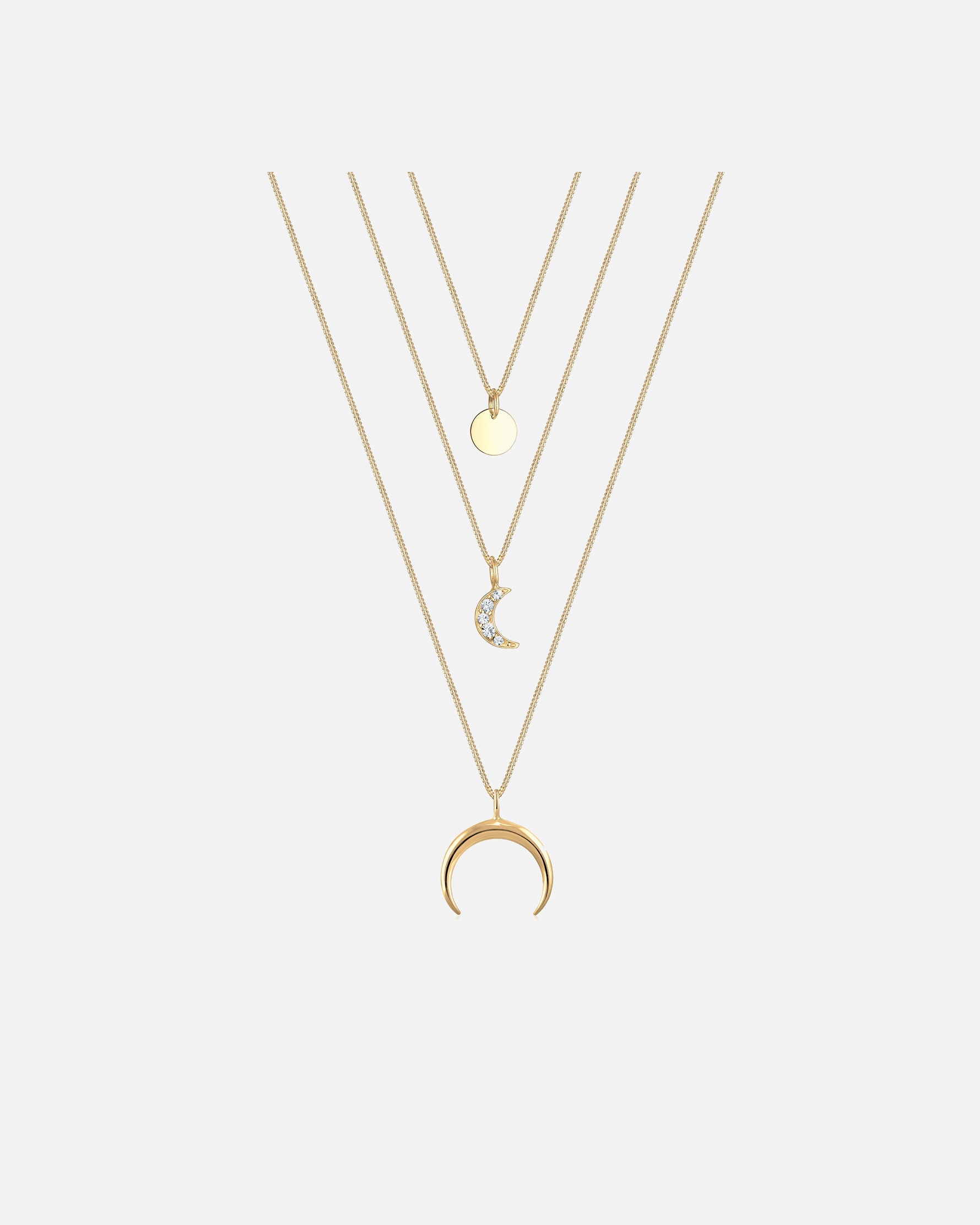 Collier pour Femme Elli Femmes demi-lune couches tendance avec cristaux en argent sterling 925 goldfarben