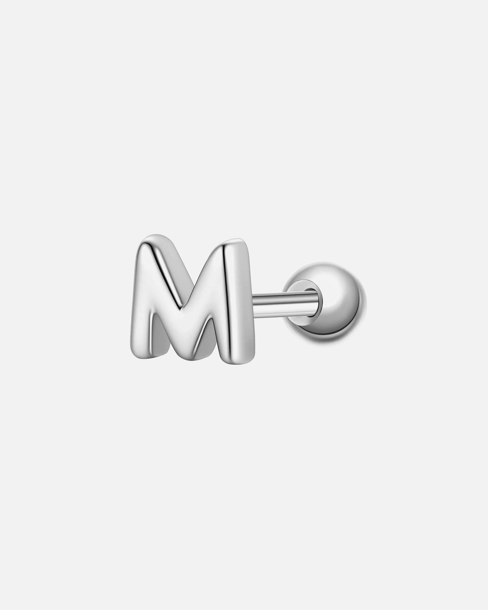 Boucles d'oreilles pour Femme Glanzstücke München Piercing Lettre M en argent sterling en argent 3,8 mm