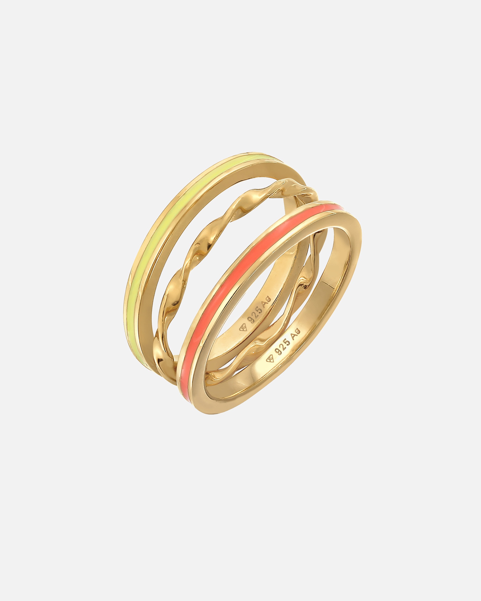 Bague pour Femme Elli Emaille Gedreht BasicTrio 3er Set 925 Silber 58