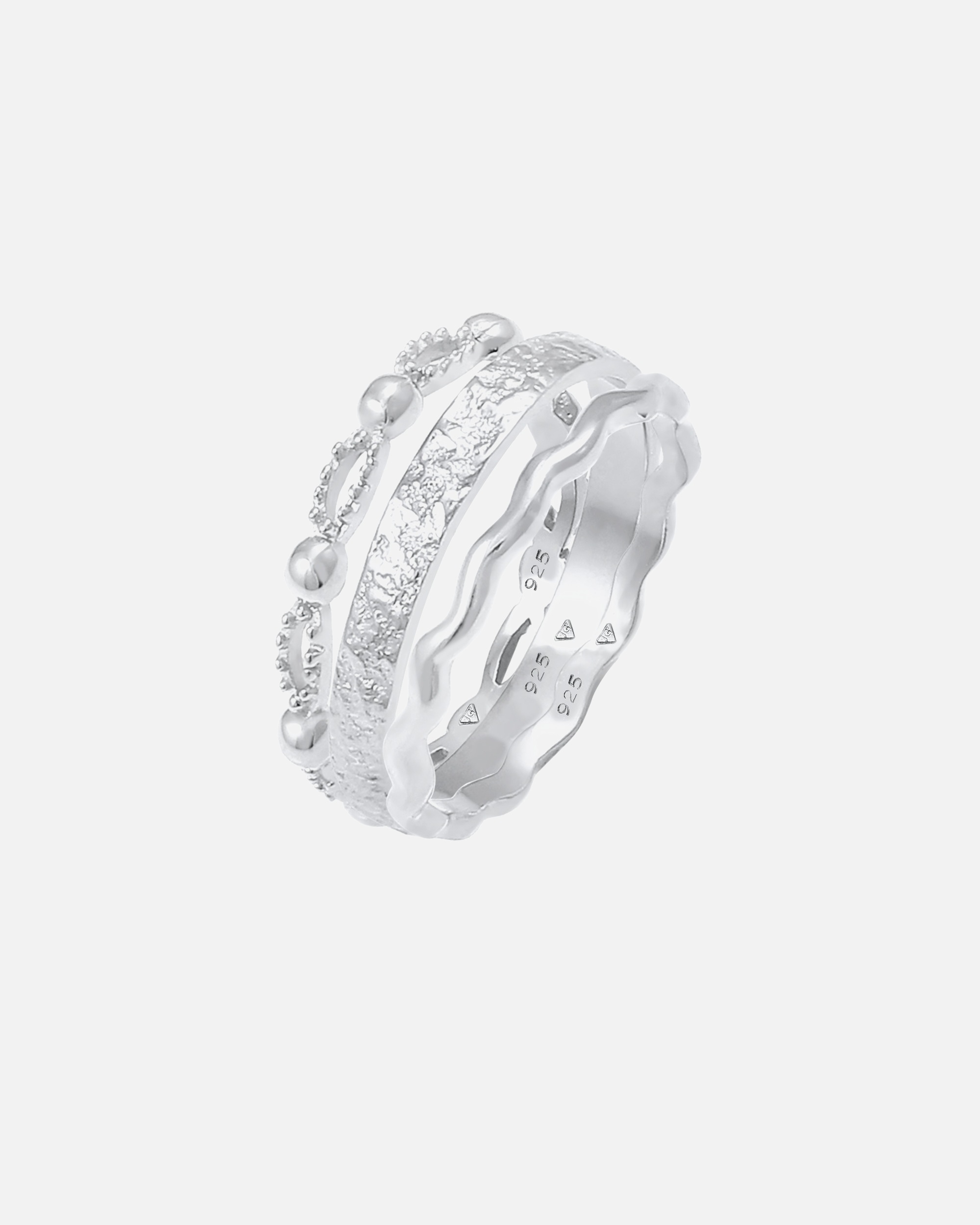 Bague pour Femme Elli Boule à vagues Bague pour dames en 925/1000 argent massif 56