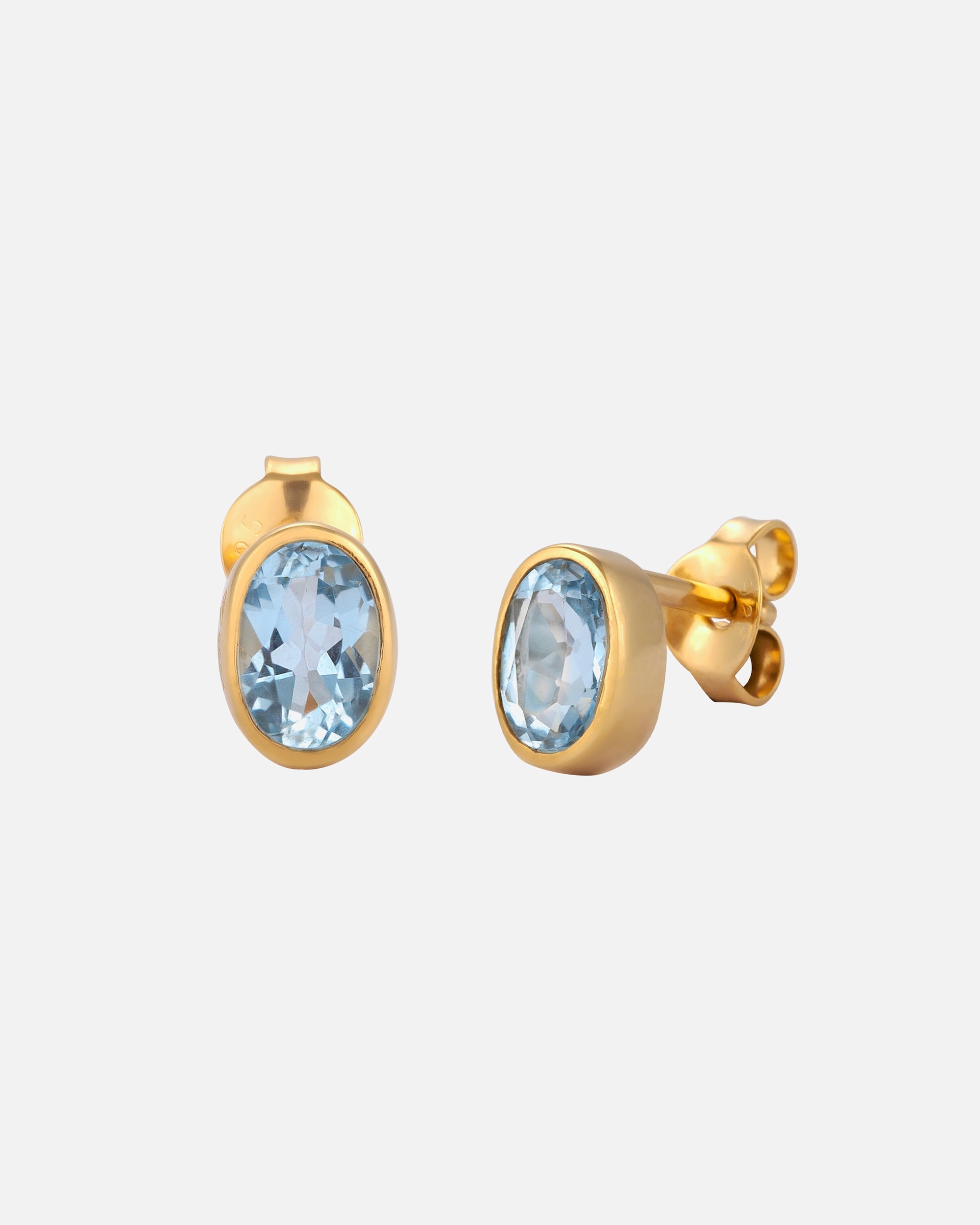 Boucles d'oreilles pour Femme Elli Clou d'oreille ovale Topaze bleu clair 925 Sterling Silver goldfarben