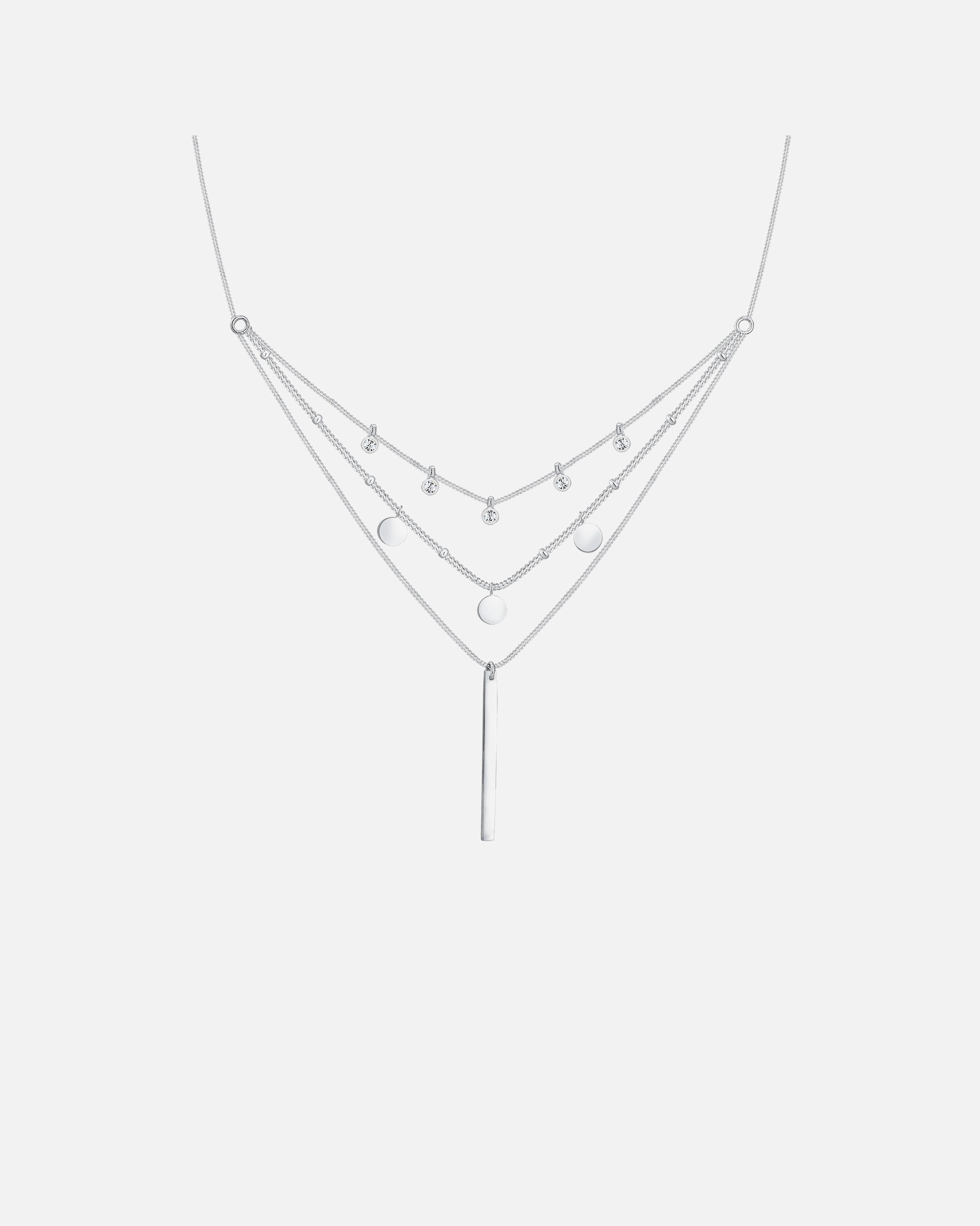 Collier pour Femme Elli Femmes Layer bâton géo avec cristaux en argent sterling 925 silberfarben