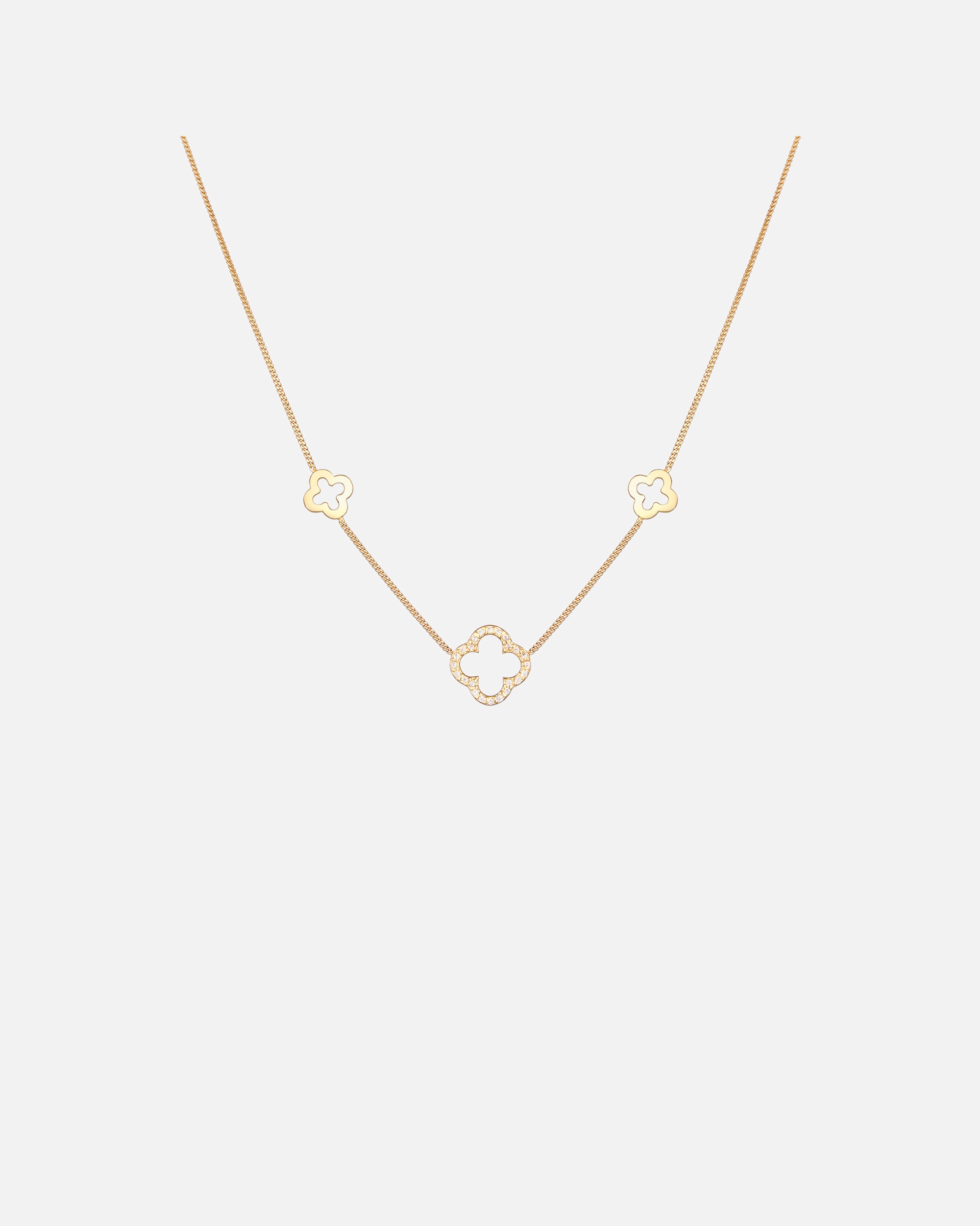 Collier pour Femme Elli Kleeblatt Glück Zirkonia 925 Silber goldfarben
