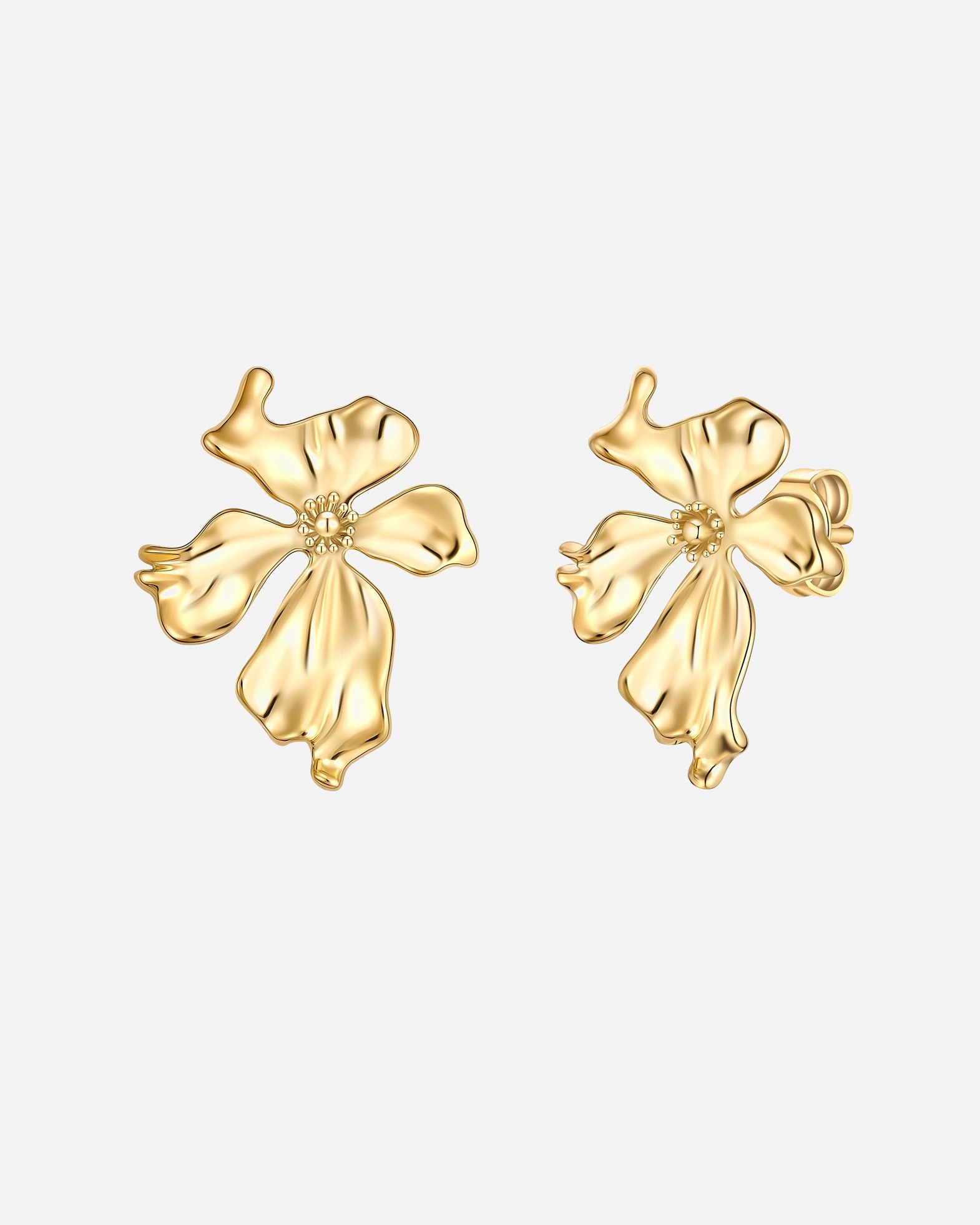 Boucles d'oreilles pour Femme Boucles d'oreilles fleur en alliage de métal doré 46,7 mm
