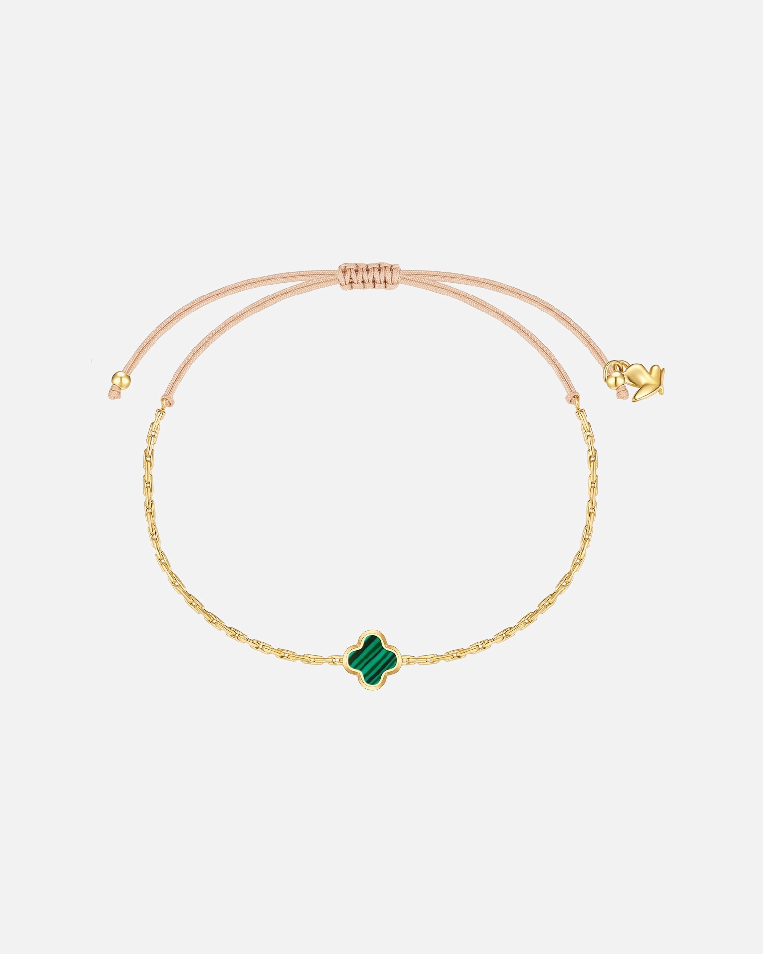 Bracelet pour Femme Glanzstücke München Bracelet trèfle en acier inoxydable en or jaune avec malachite (synth.) Réglable 15,0 - 22,0 cm