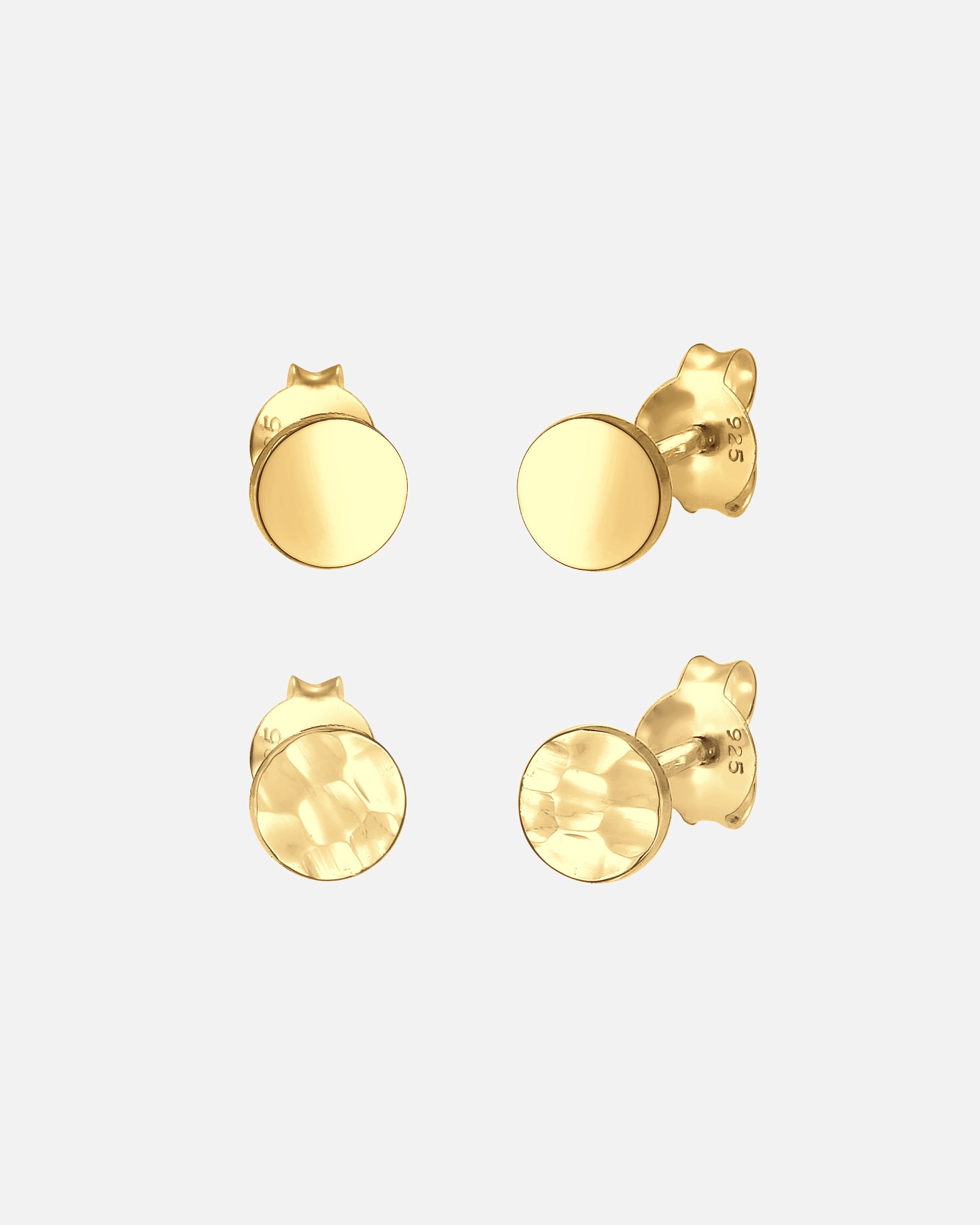 Boucles d'oreilles pour Femme Elli Femmes Clous d'oreilles Set de 2 Martelées Brillantes en Argent Sterling 925 goldfarben