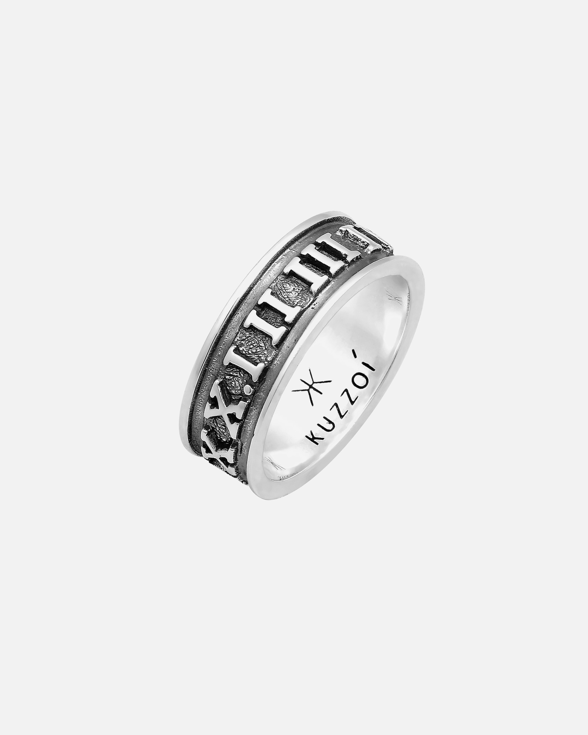 Bague pour Homme KUZZOI Bague Ruban Homme chiffres romains 925 Argent 54