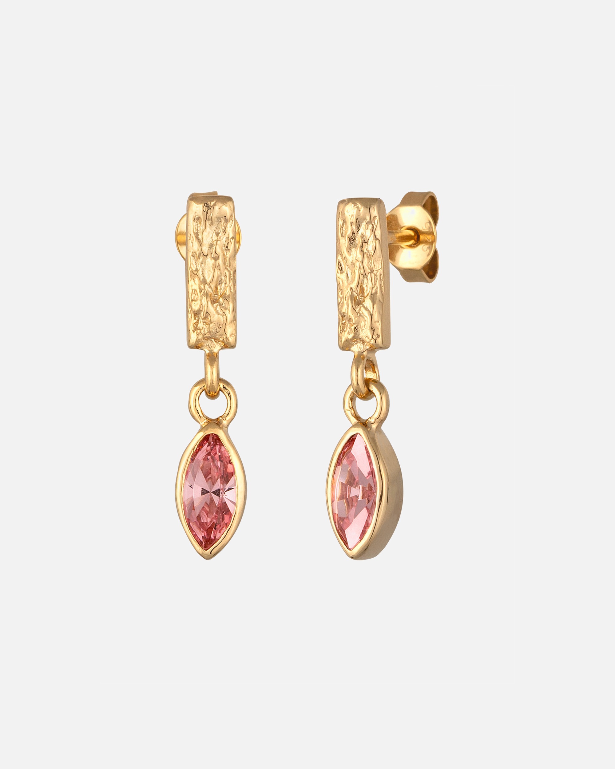 Boucles d'oreilles pour Femme Clou rectangle Cristaux de verre Rose 925 Sterling Silver gold-plated goldfarben