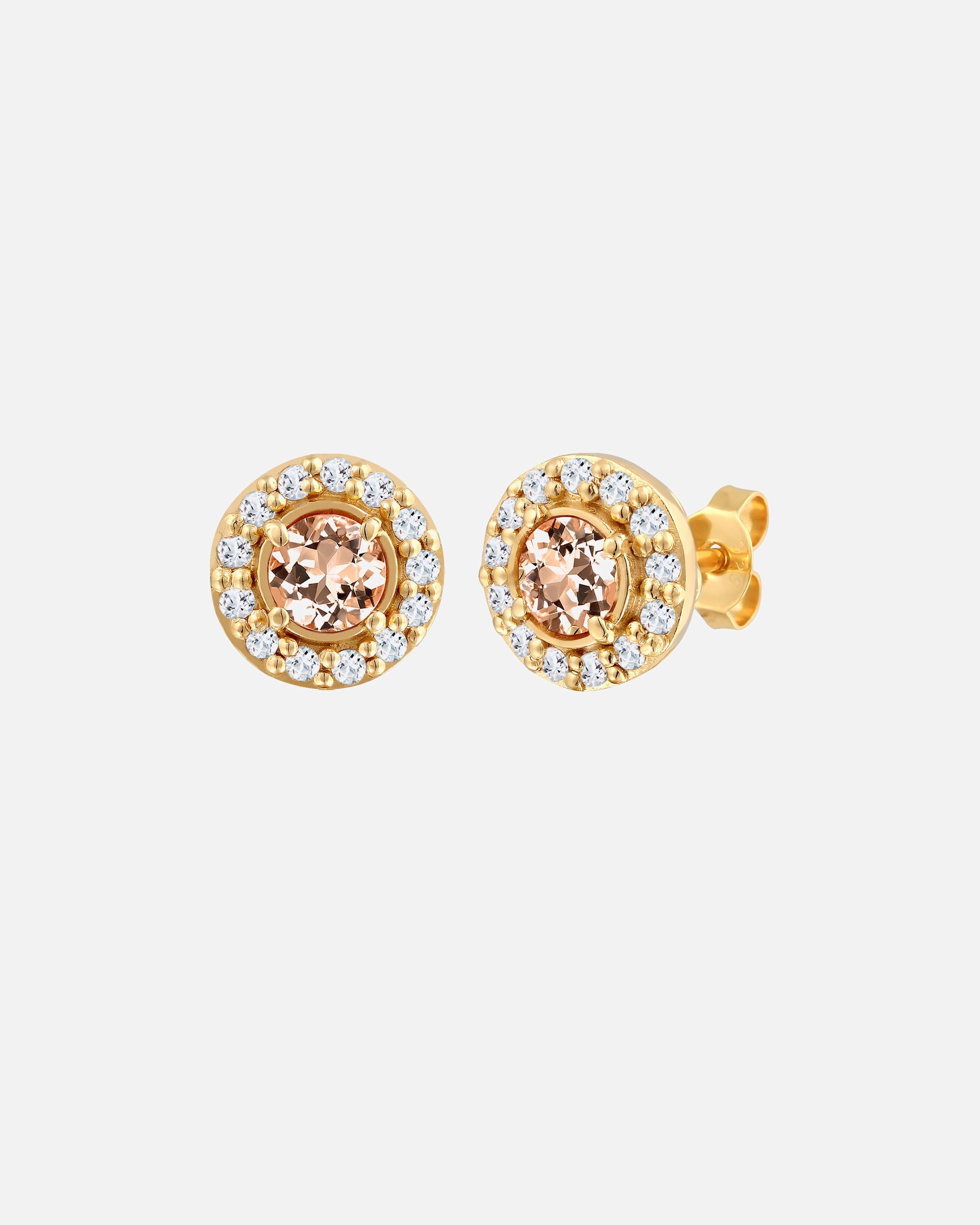 Boucles d'oreilles pour Femme Elli PREMIUM Clous d'oreille Cercle Morganite Pêche 925 Sterling Silver goldfarben