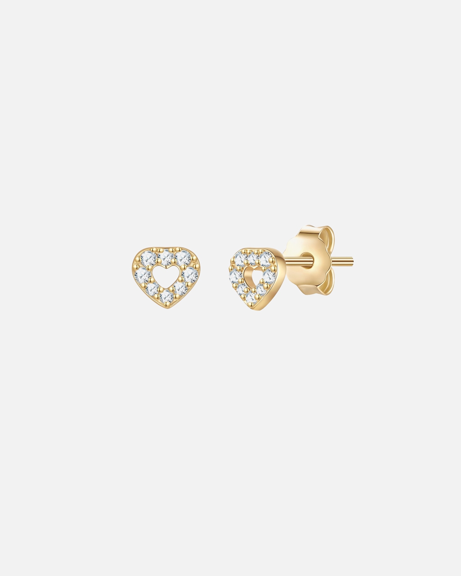 Boucles d'oreilles pour Femme Glanzstücke München Clous d'oreilles Cœur en Argent Sterling en or jaune avec zirconium 4,3 mm
