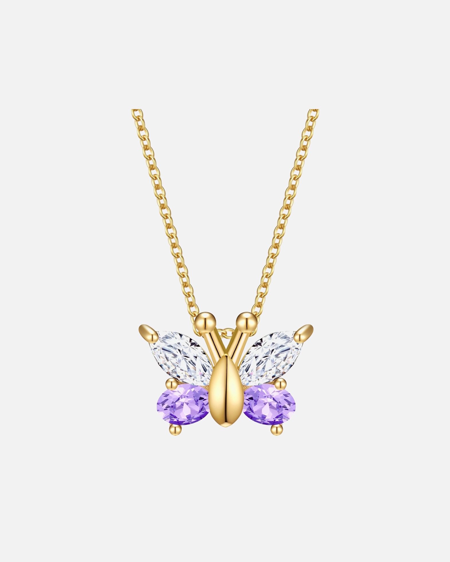 Collier pour Femme Rafaela Donata Chaîne Papillon en Argent sterling en Or jaune Chaîne de base 42,0 + rallonge de 5,0 cm
