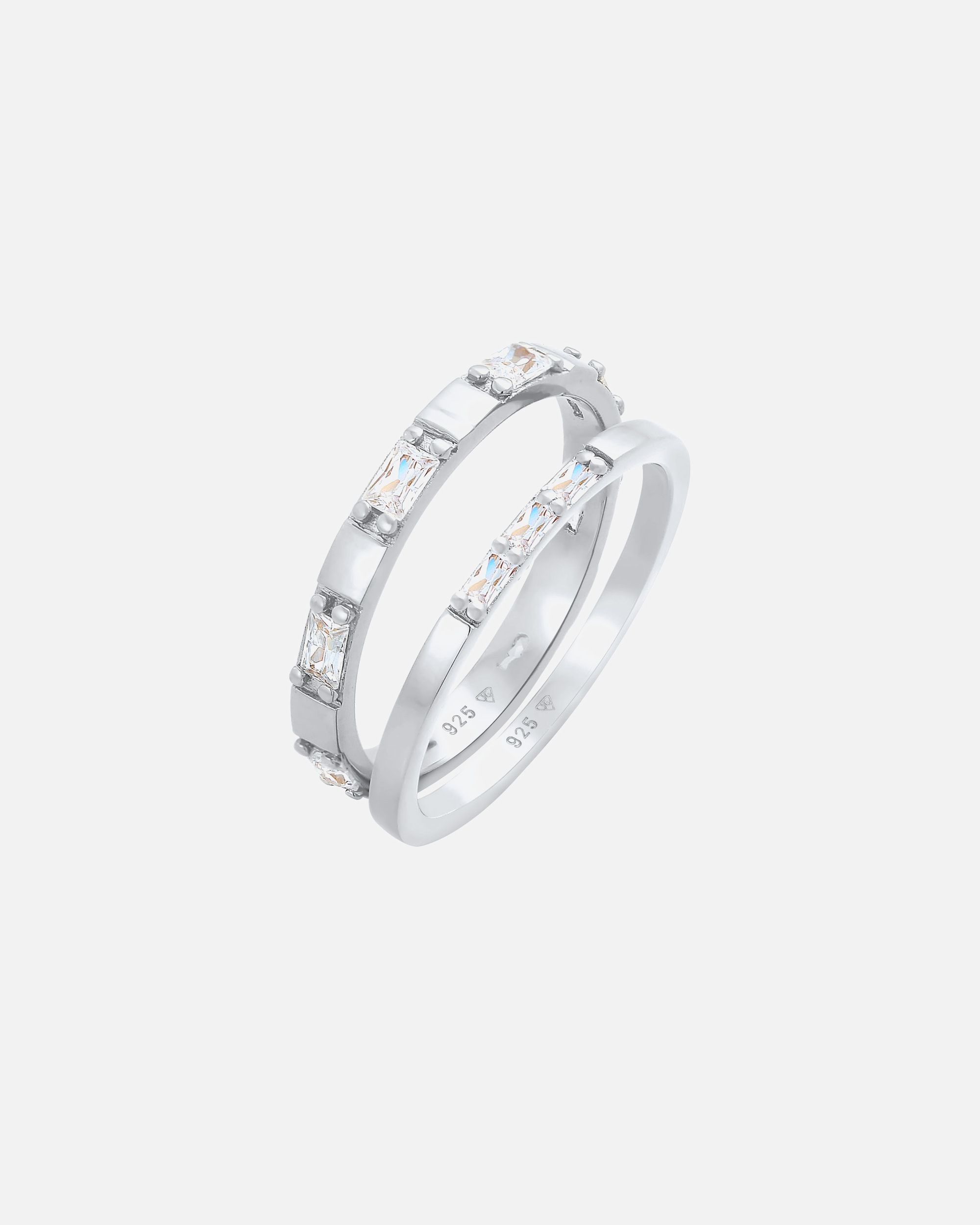 Bague pour Femme Elli Bague pour femme Duo Baguette Cut scintillante avec cristaux de zirconium en argent sterling 925 plaqué or 52