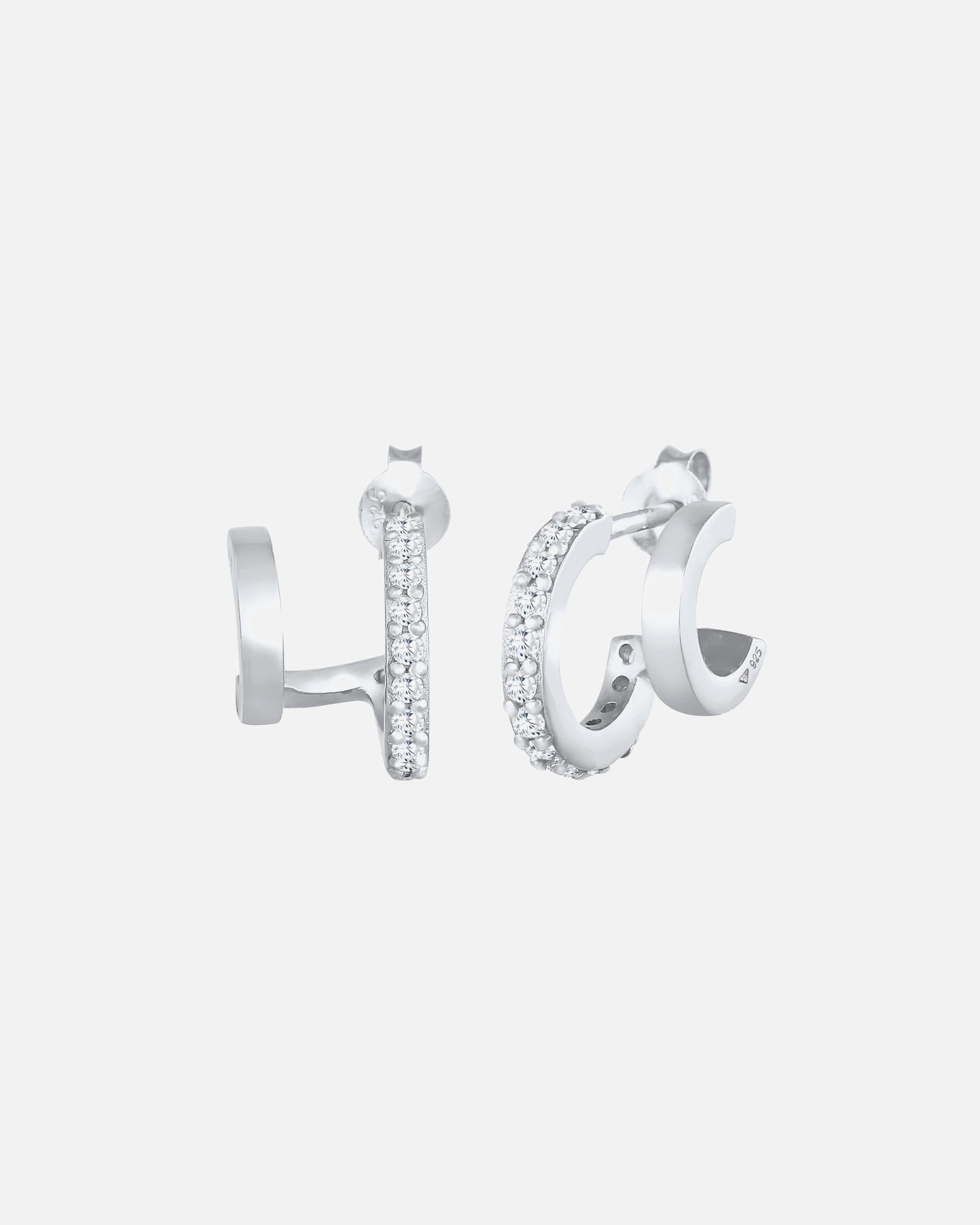 Boucles d'oreilles pour Femme Elli Clous d'oreilles créoles pour dames double tendance avec zircone en argent 925 Sterling silberfarben