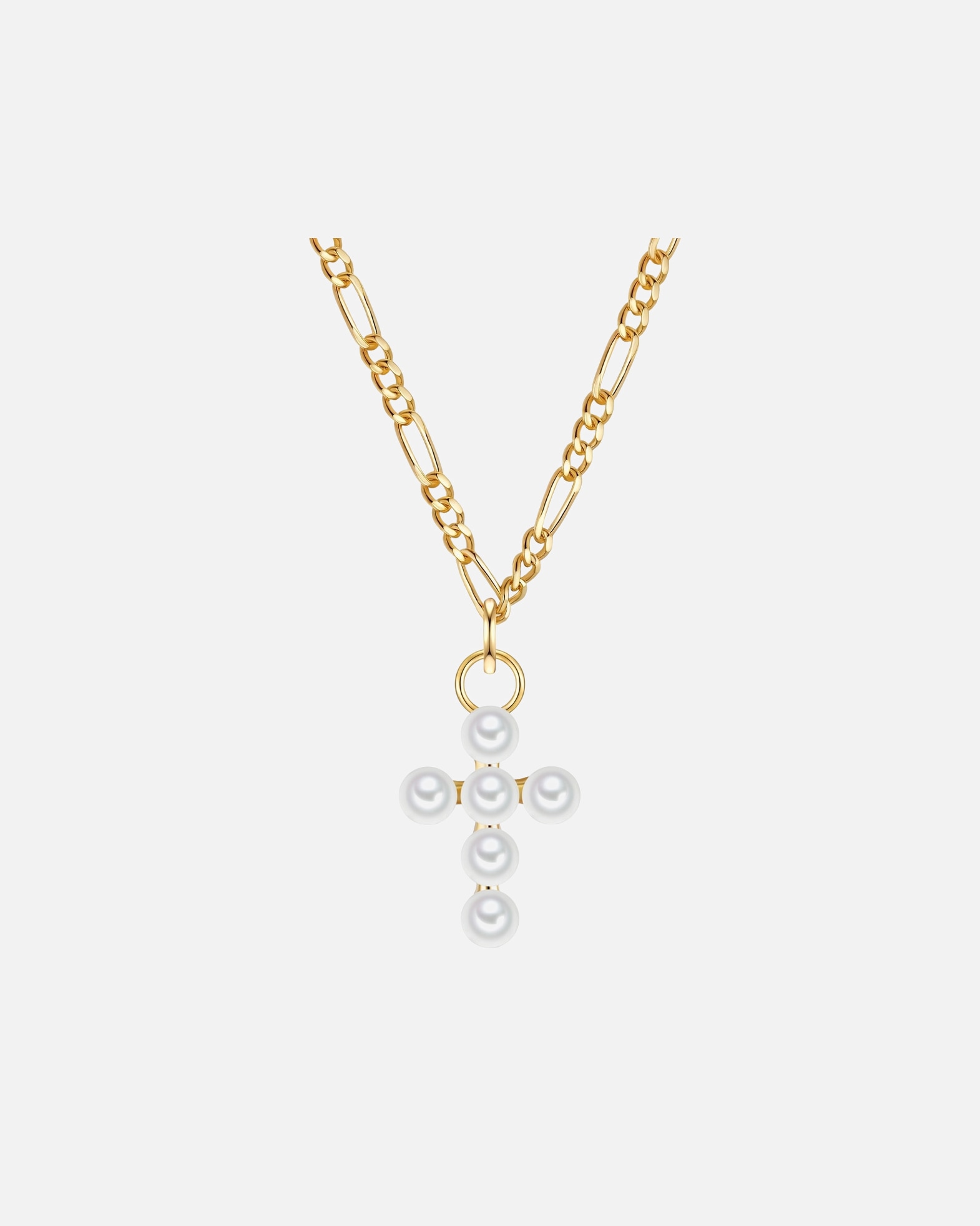 Collier pour Femme Glanzstücke München Collier Croix en argent sterling en or jaune avec perle de culture d'eau douce 43,0 cm Basiskette + 5,0 cm Verlängerung