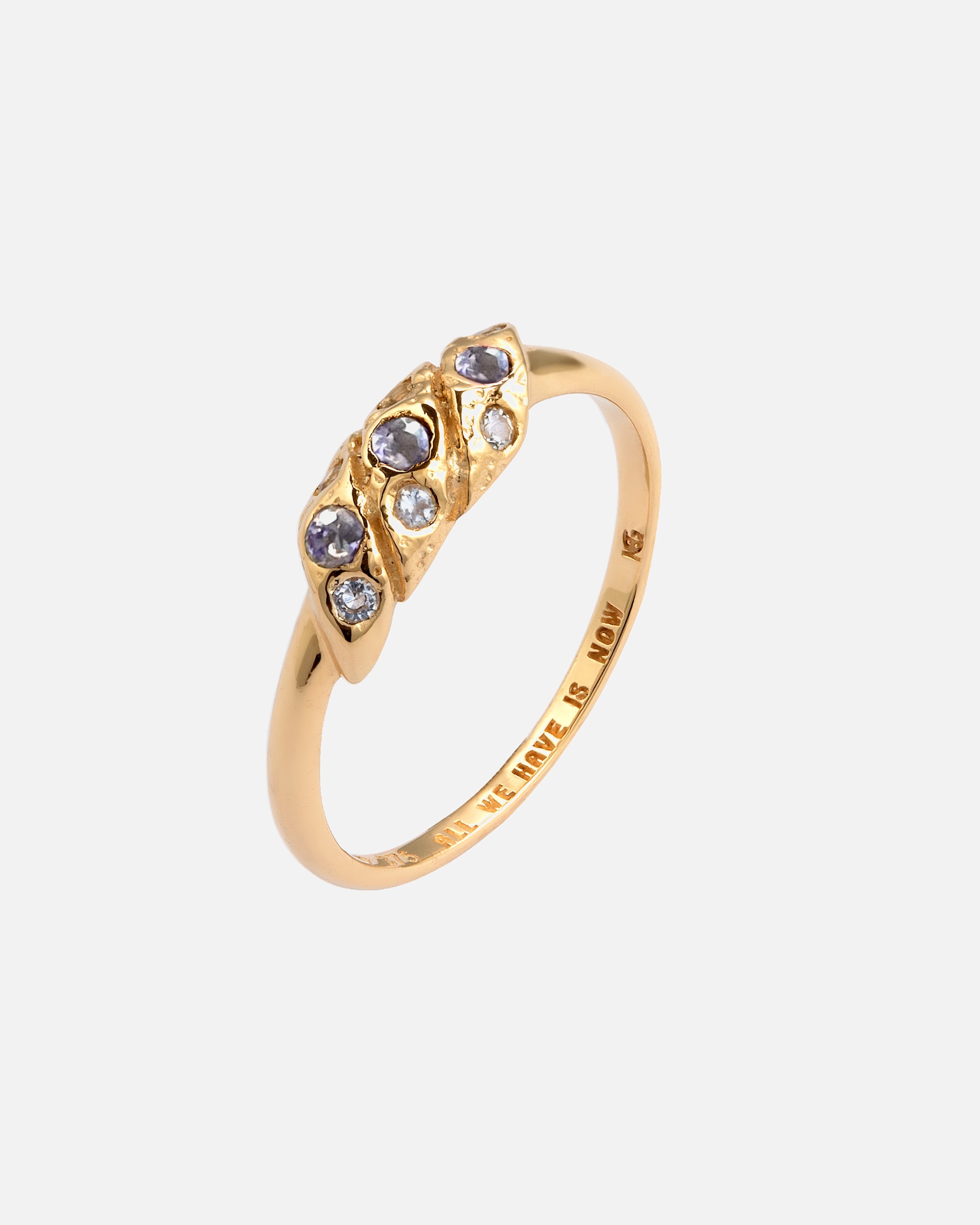 Bague pour Femme Haze & Glory Default Brand Line Bague Coquillage Iolite Arc-en-ciel 375 Or Jaune 52