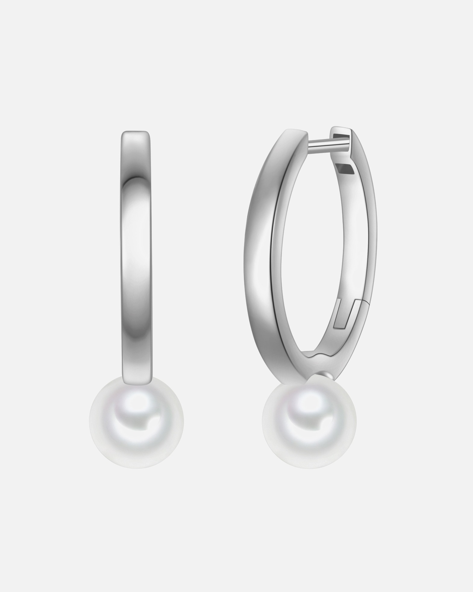 Créoles pour Femme Rafaela Donata Créoles en Argent Sterling en argent avec perle de coquillage 22,3 mm