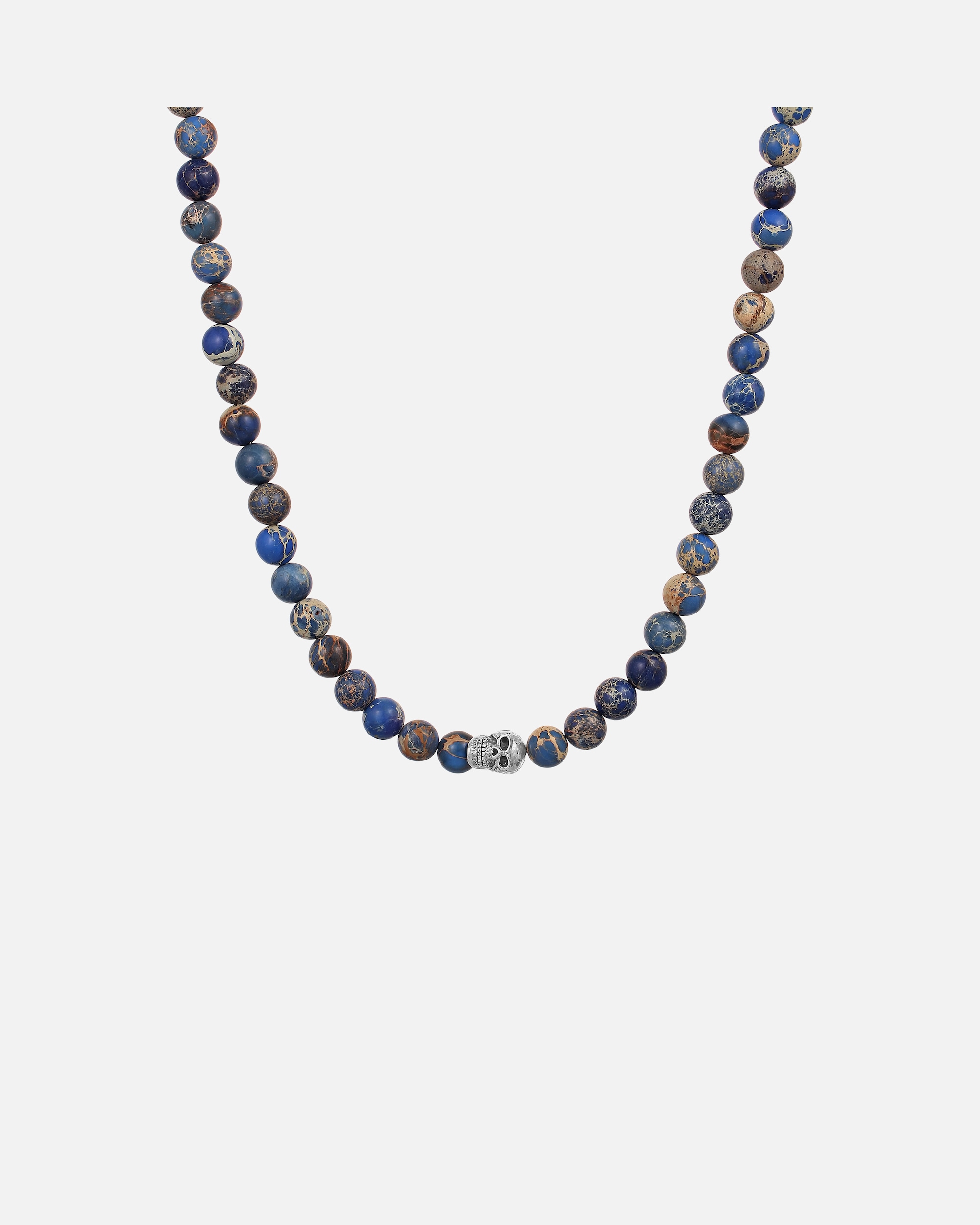 Collier pour Homme Collier argent homme Crâne Agate Bleu 925 Sterling Silver 45