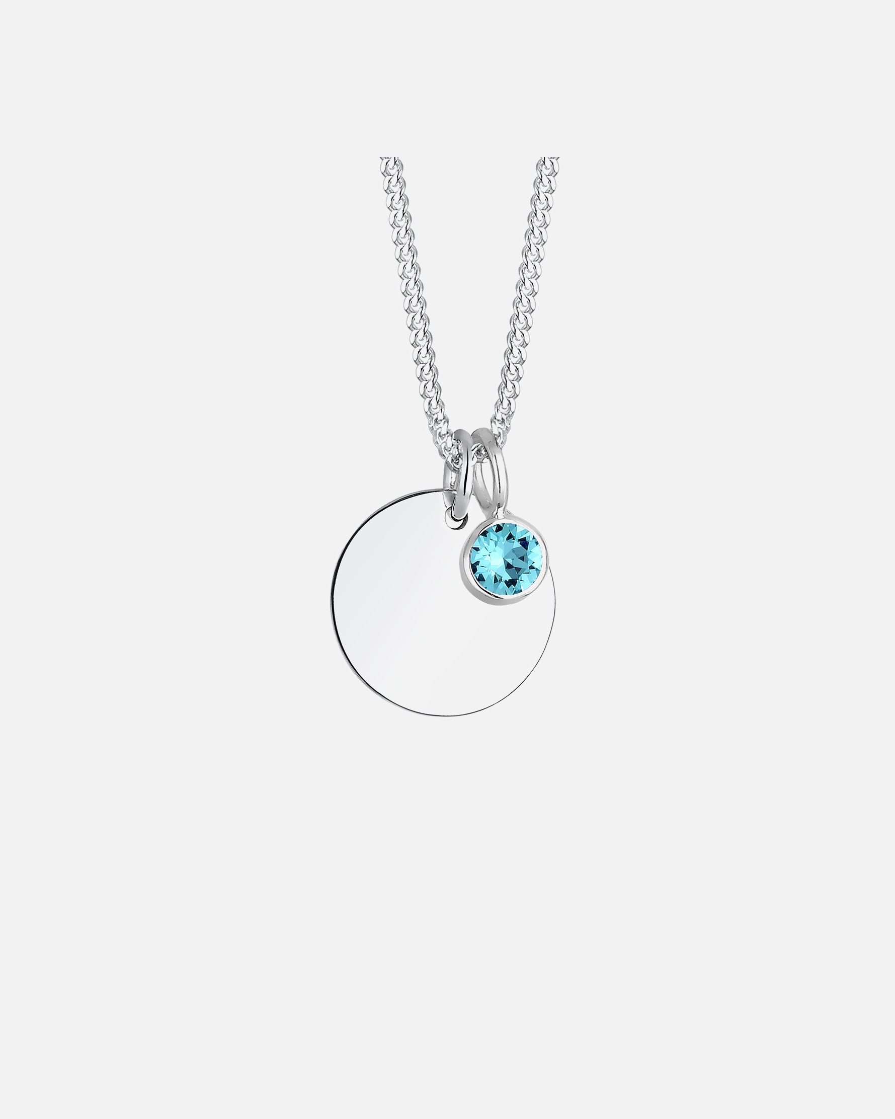 Collier pour Femme Elli Femmes Pendentif Plaquette Pierre de Naissance Avril avec Cristal en Argent Sterling 925 Bleu clair