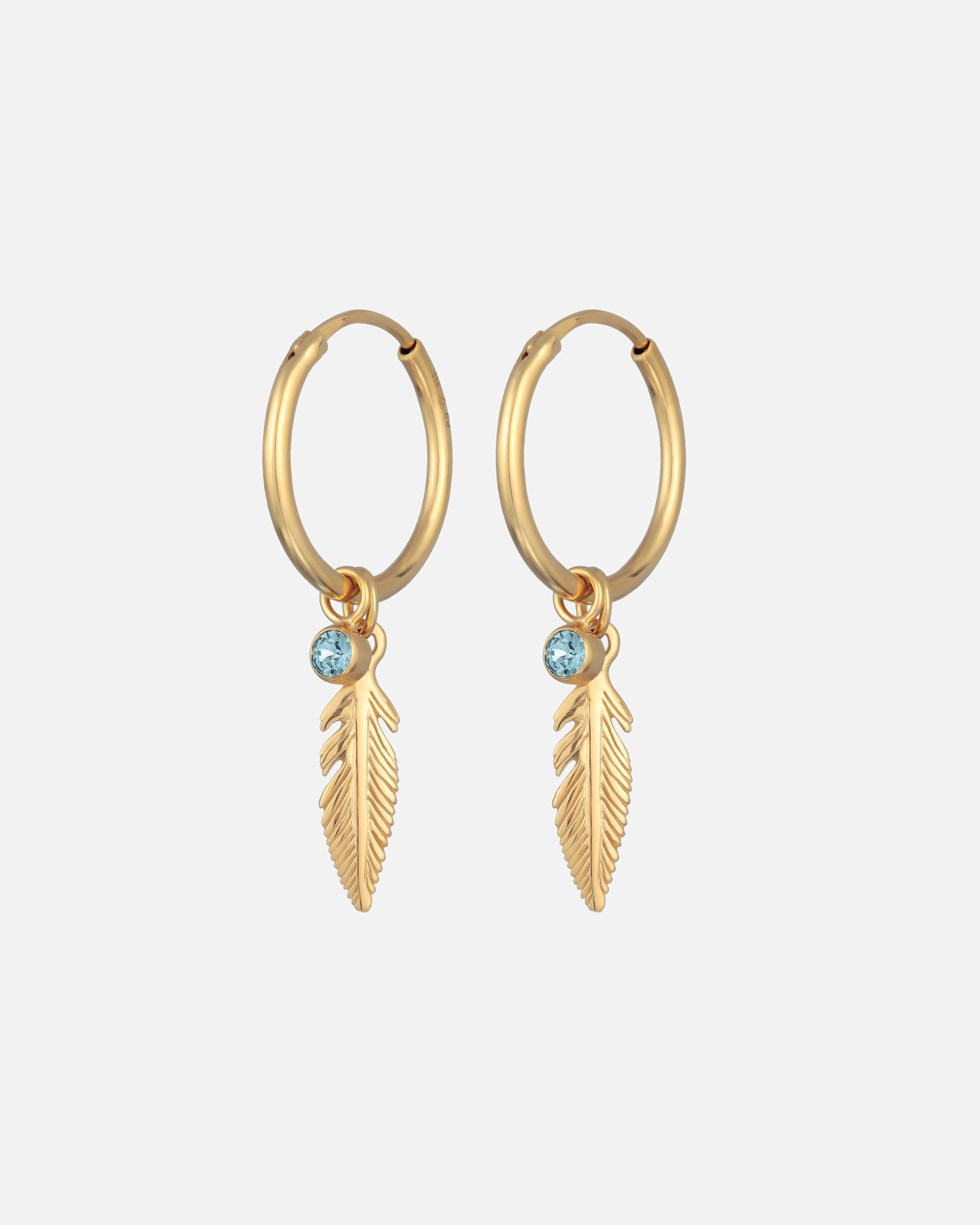 Boucles d'oreilles pour Femme Elli Femmes Créoles Pendentif Plume boho avec Cristal en Argent Sterling 925 goldfarben
