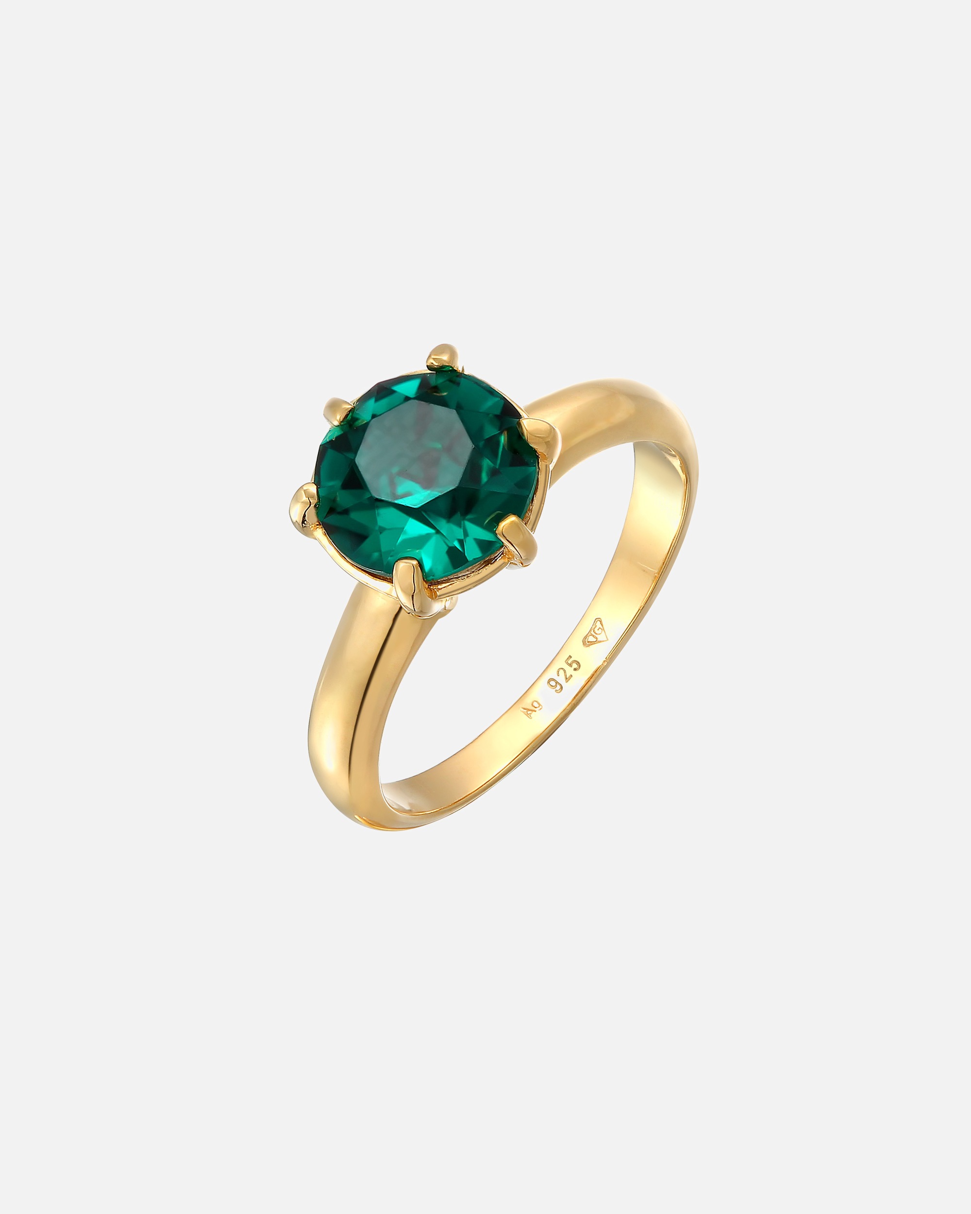 Bague pour Femme Elli Solitär Kristalle Verlobung 925 Silber vergoldet 58