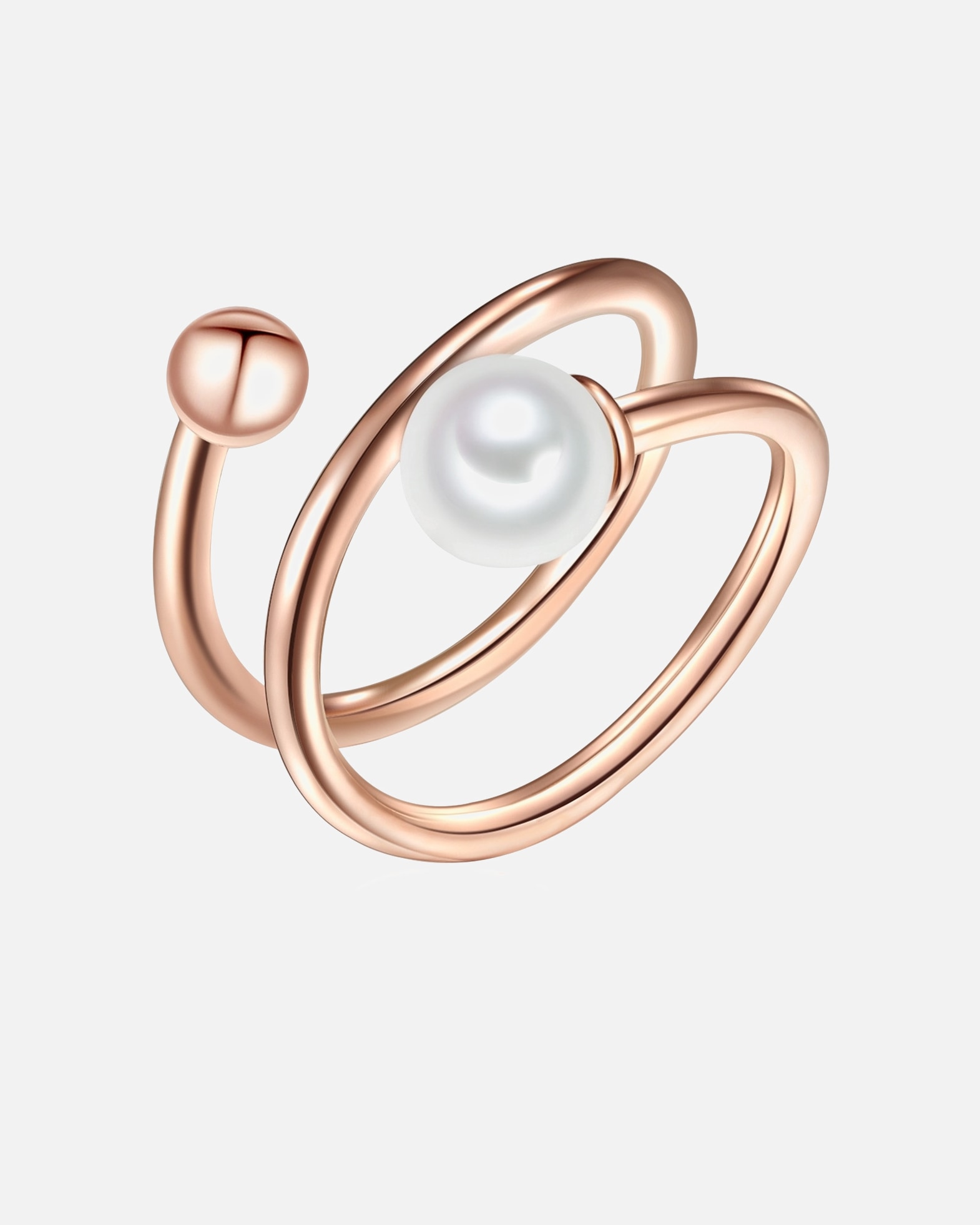 Bague pour Femme Lulu & Jane Bague Argent sterling Perle de culture d'eau douce en Or rose 52