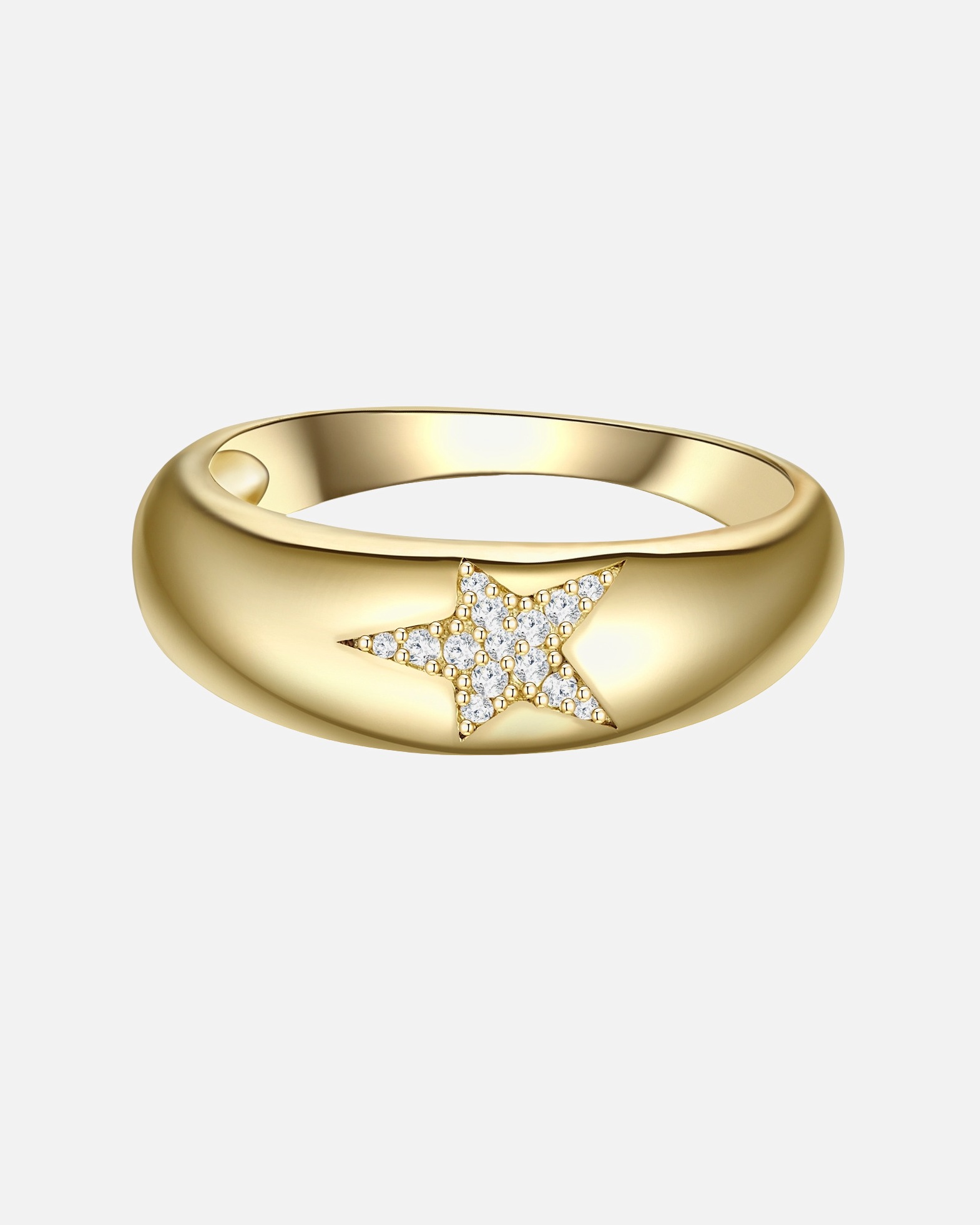 Bague pour Femme Glanzstücke München Bague en argent Étoilé Argent sterling Oxyde de zirconium (CZ) en Or jaune 48
