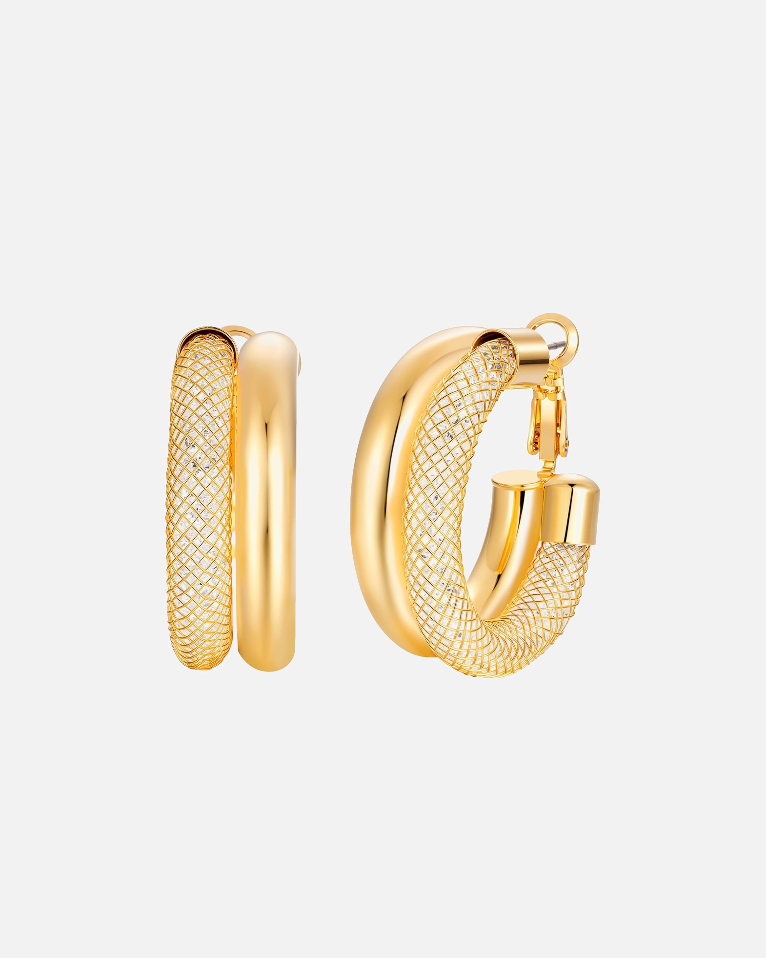 Créoles pour Femme Lulu & Jane Créoles en laiton en Or avec Cristal 31,2 mm