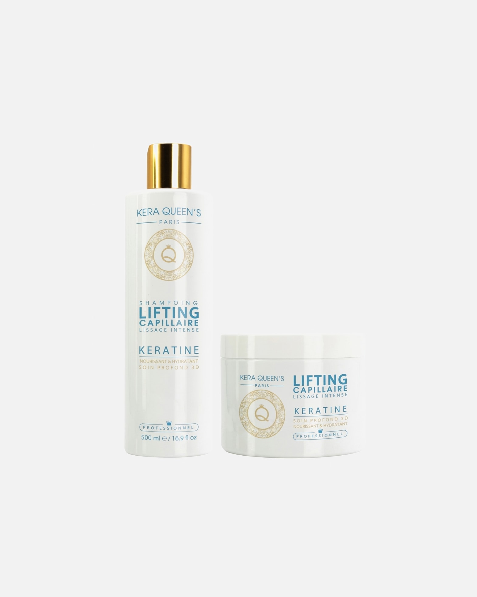 Coffret soin cheveux pour Unisexe Kera Queen's Default Brand Line Duo Lifting Kératine Intense Soin Profond 3D Shampoing 500ml + Masque 500ml