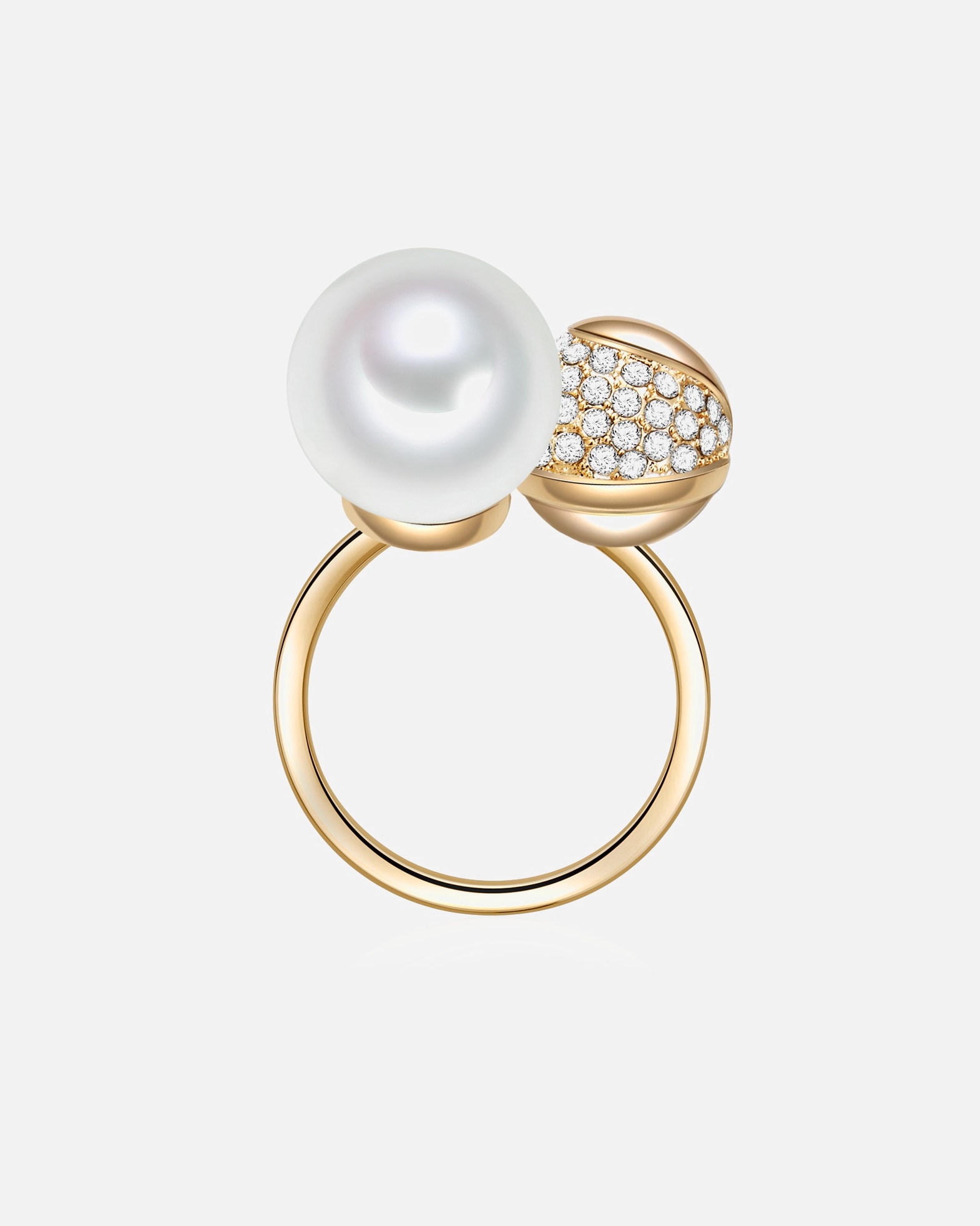 Bague pour Femme Lulu & Jane Bague avec perle Laiton Verre Perles organiques en Or jaune 52