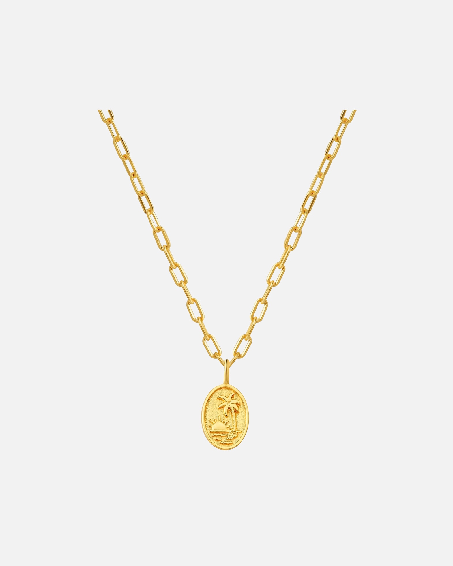 Collier pour Femme Glanzstücke München Collier Coucher de soleil/palme en argent sterling en or jaune 40,0 cm Basiskette + 5,0 cm Verlängerung