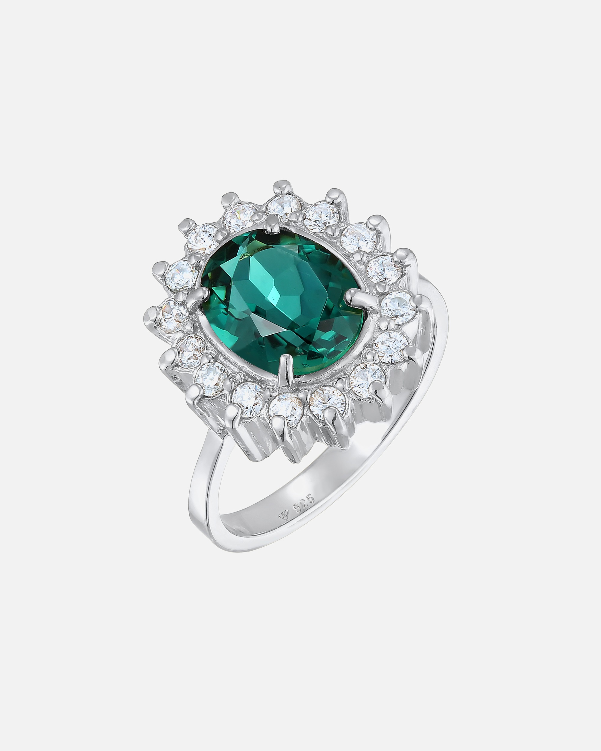 Bague pour Femme Elli PREMIUM Cocktailring Quarz Grün Royal Zirkonia 925 Silber 56