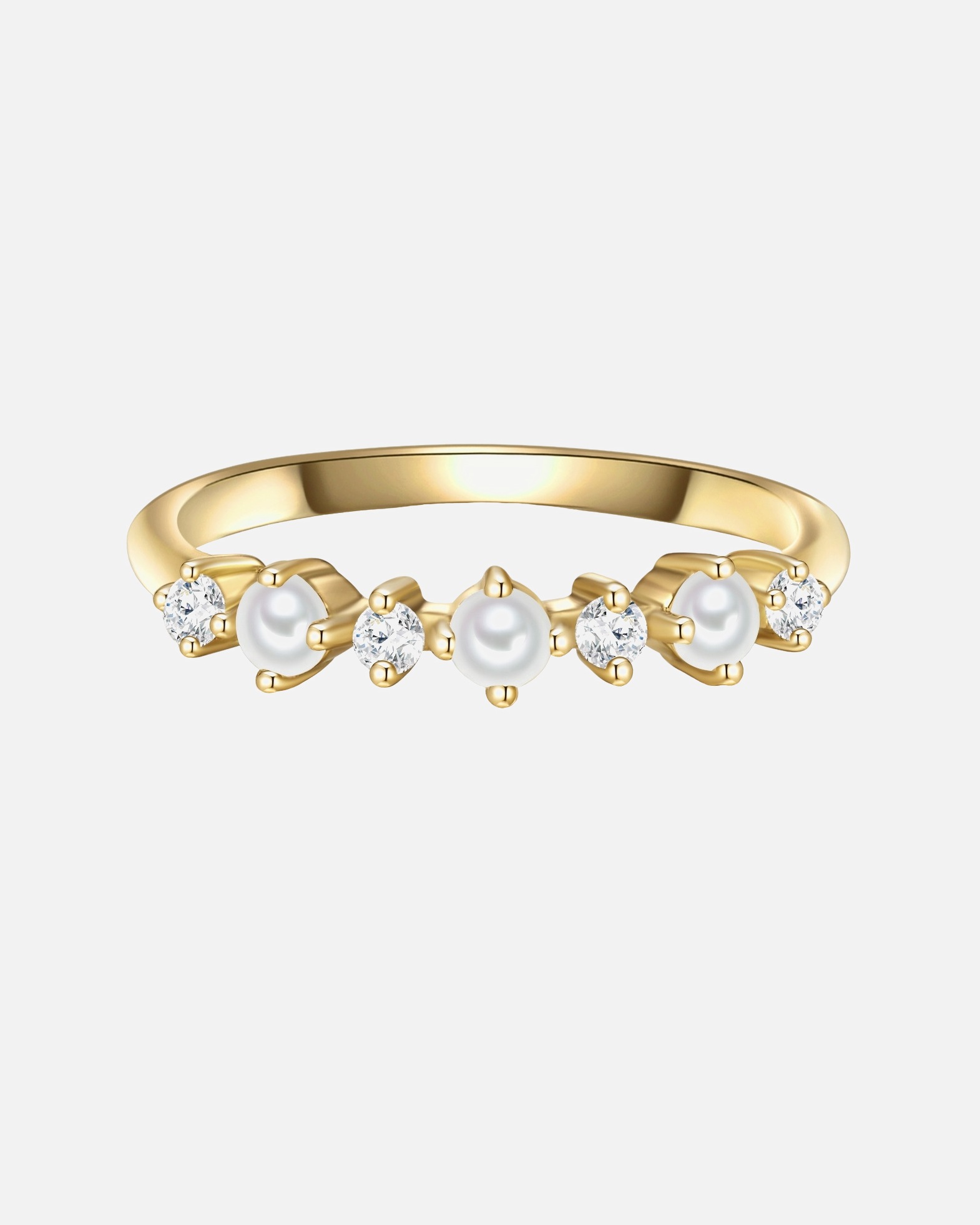 Bague pour Femme Bague en argent Argent sterling Oxyde de zirconium (CZ) Perle de culture d'eau douce en Or jaune 56