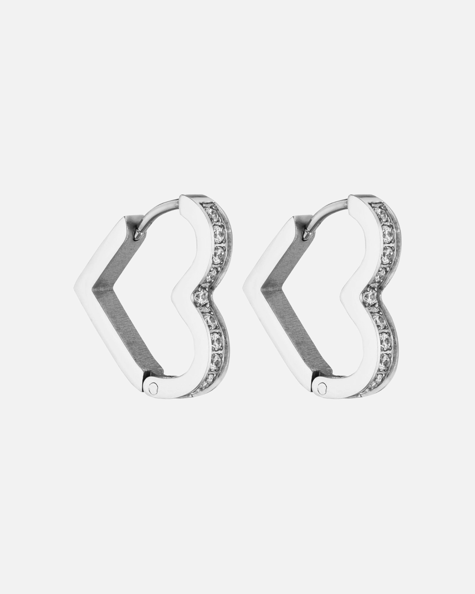 Boucles d'oreilles pour Femme Purelei Glitter Heart Boucles D'Oreilles Créoles 100% acier inoxydable Argent