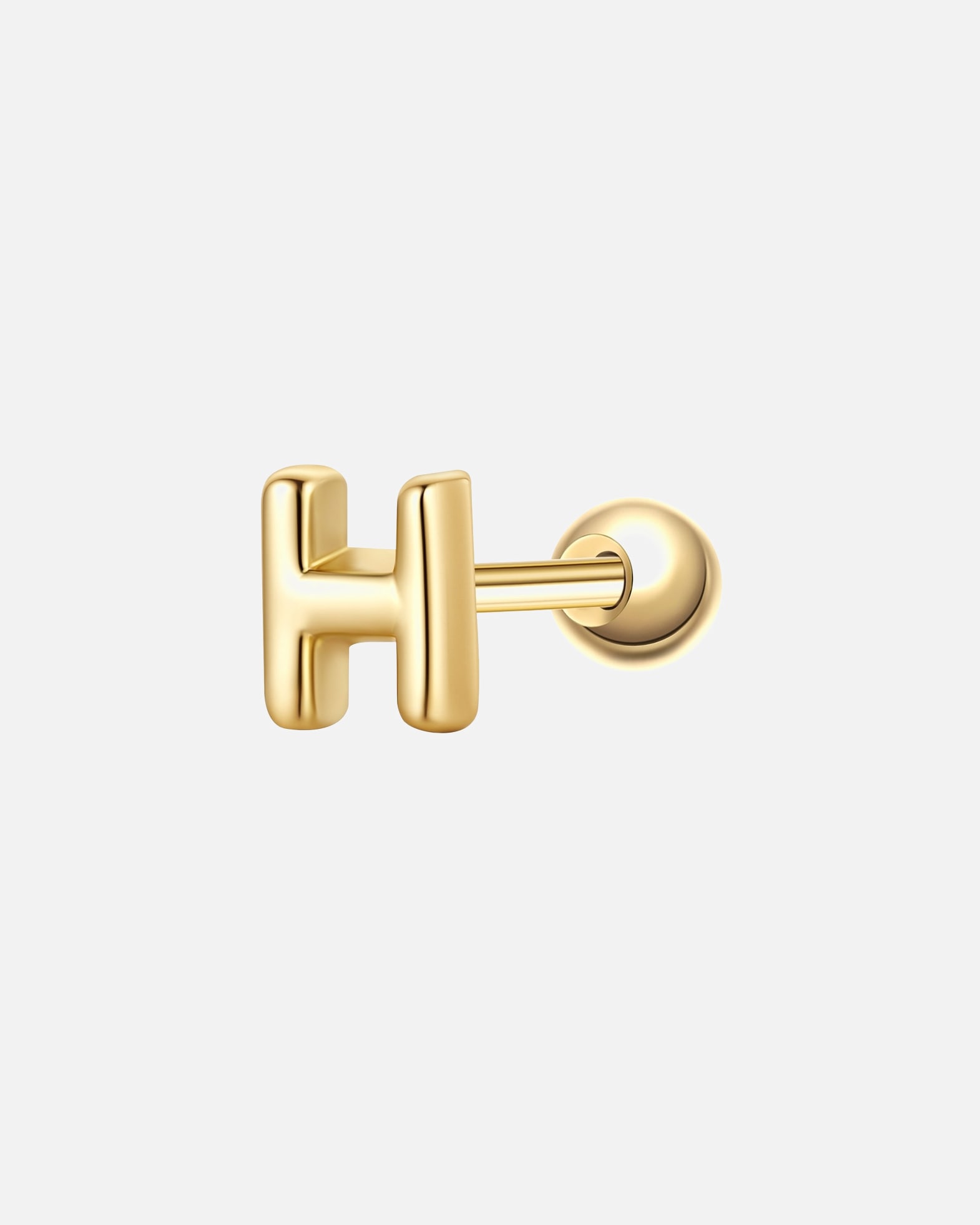 Boucles d'oreilles pour Femme Glanzstücke München Piercing Lettre H en argent sterling en or jaune 3,8 mm