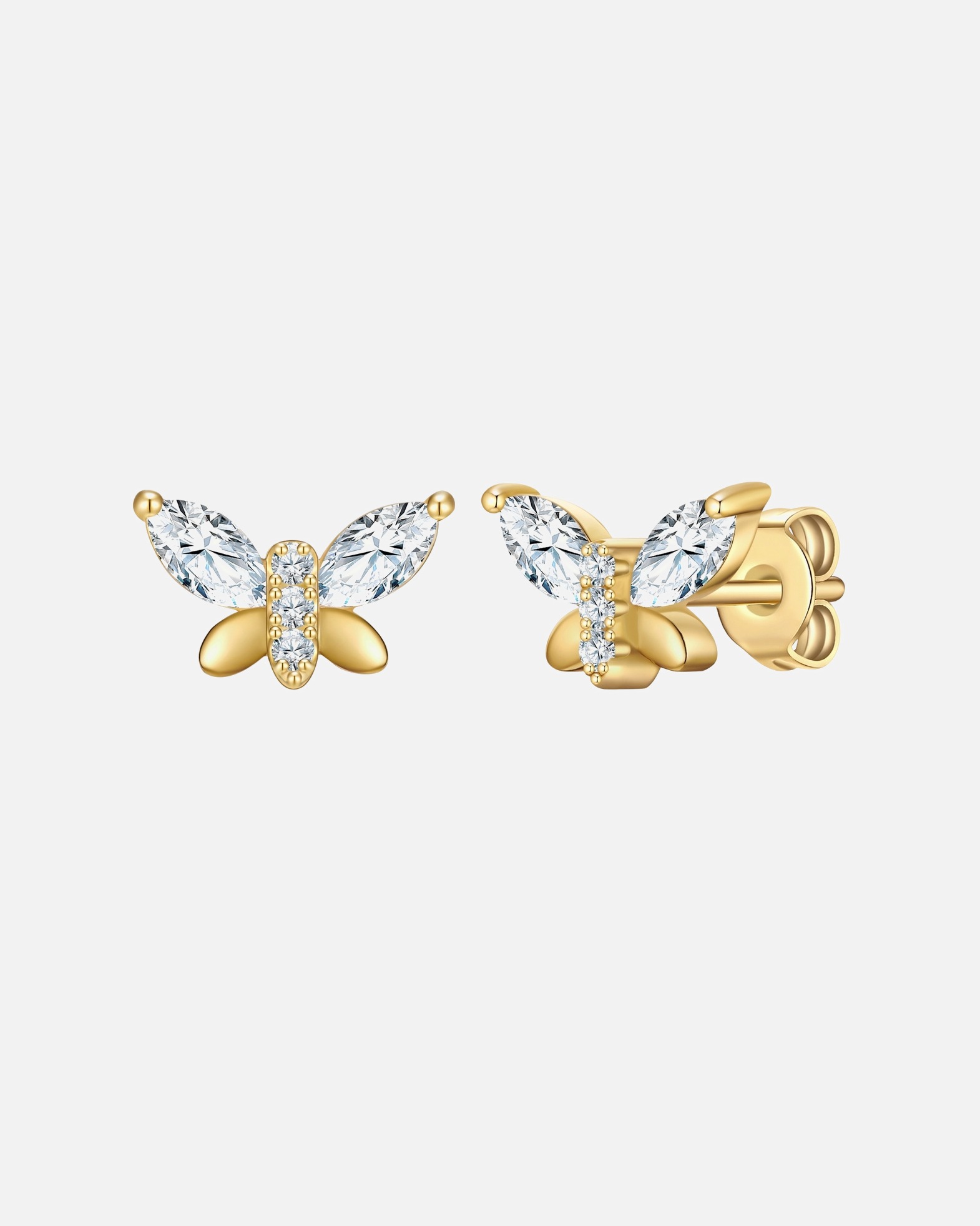 Boucles d'oreilles pour Femme Rafaela Donata Boucles d´oreilles Papillon en Argent sterling en Or jaune 7,5 mm