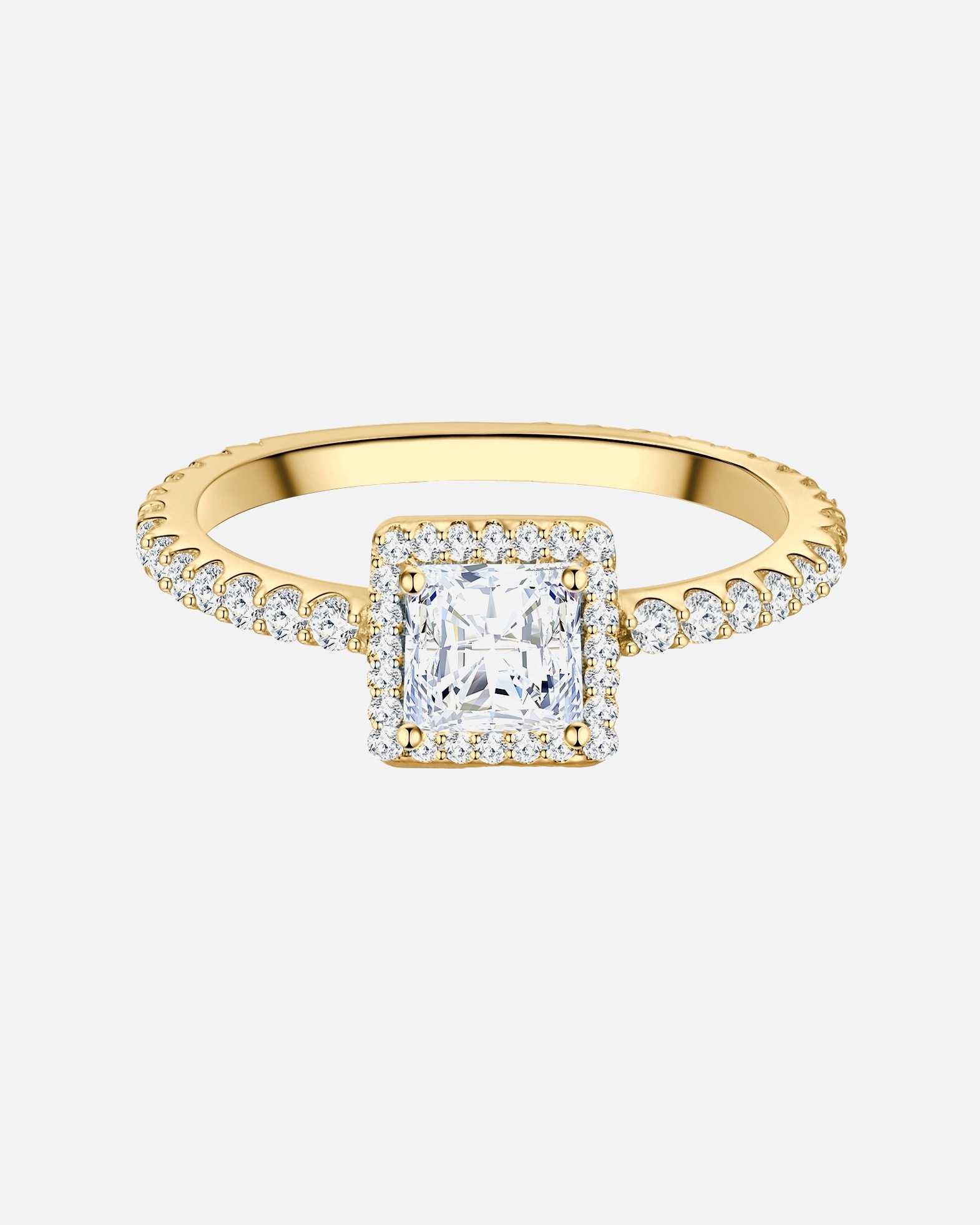 Bague pour Femme Trilani Bague aus Sterling Silber in Gelbgold mit Zirkonia 60