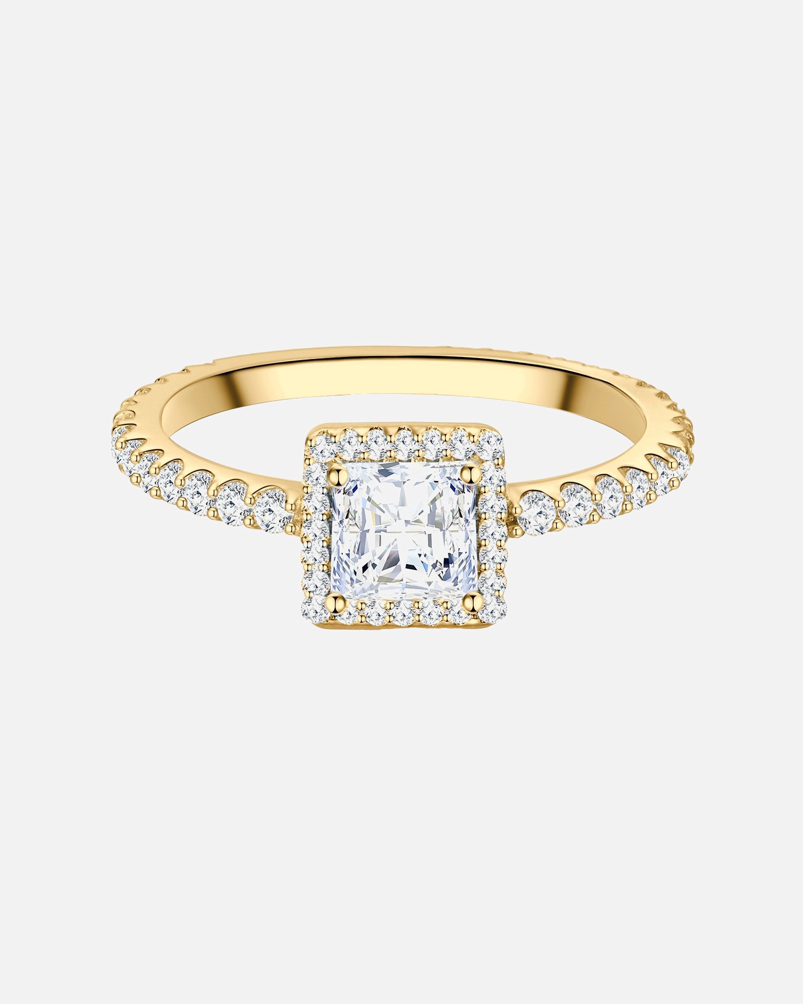 Bague pour Femme Trilani Bague aus Sterling Silber in Gelbgold mit Zirkonia 58