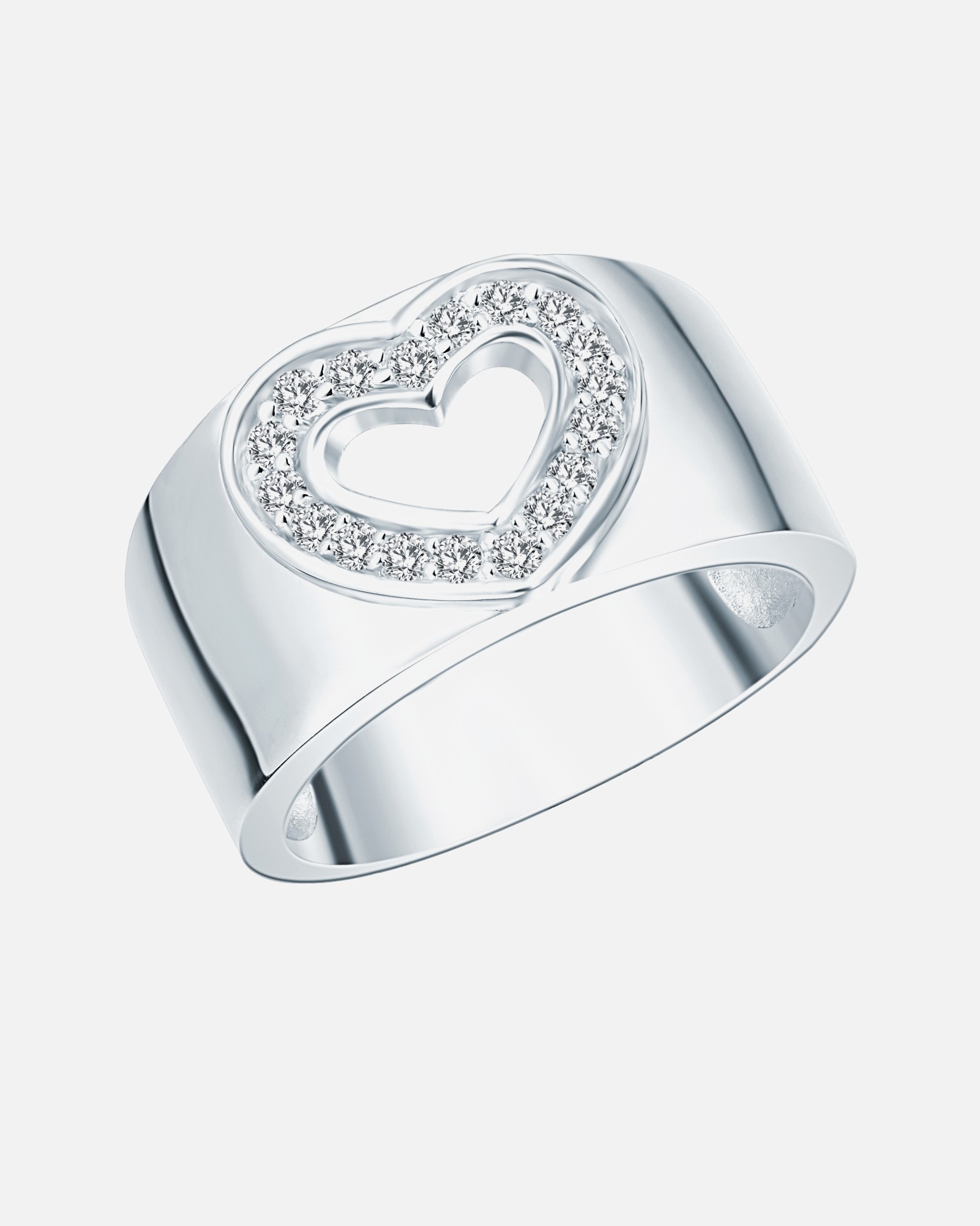 Bague pour Femme Rafaela Donata Bague en argent Coeur Argent sterling Oxyde de zirconium (CZ) en Argent 50