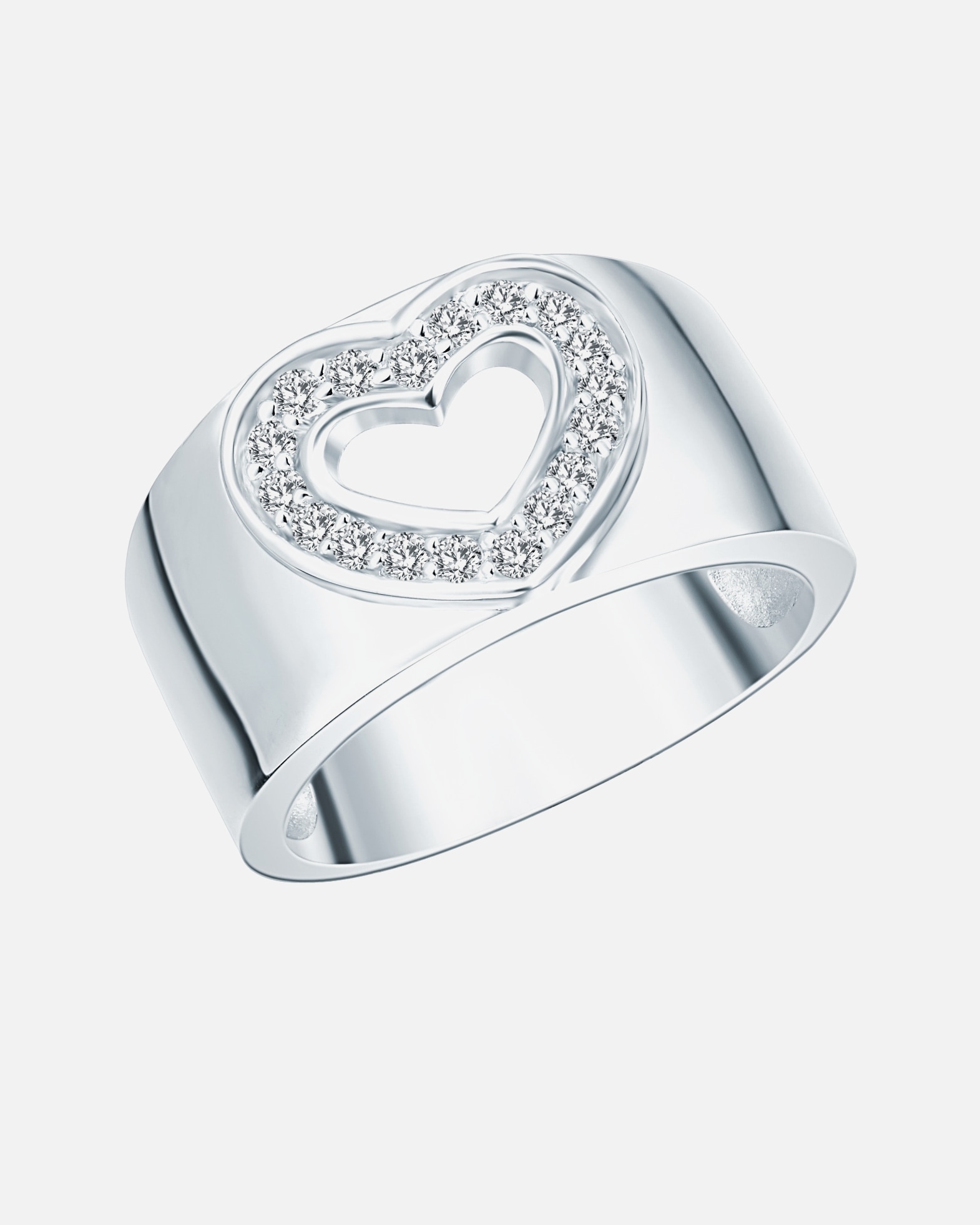 Bague pour Femme Rafaela Donata Bague en argent Coeur Argent sterling Oxyde de zirconium (CZ) en Argent 58