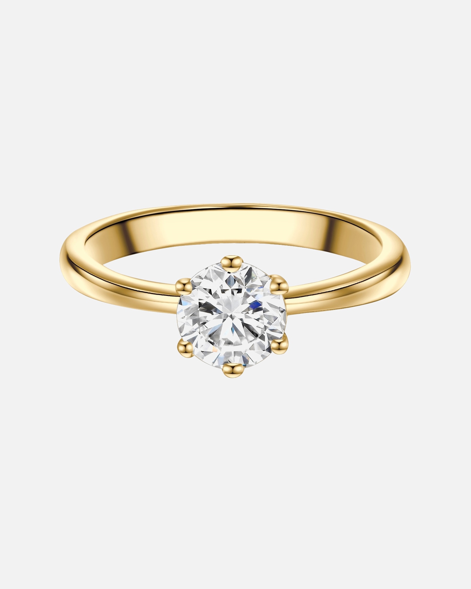 Bague pour Femme Trilani Bague Solitaire aus Sterling Silber in Gelbgold mit Zirkonia 50