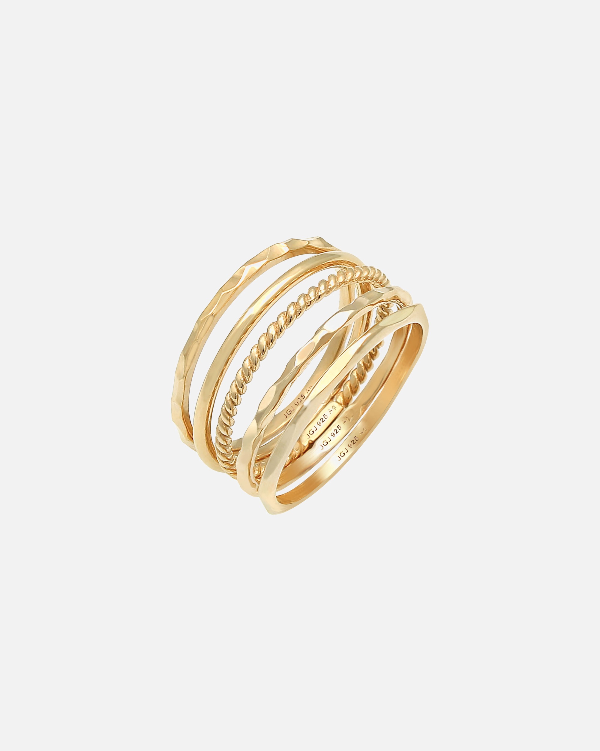 Bague pour Femme Elli Empilement d'Anneaux en bande, Set de 5, Argent 925 64