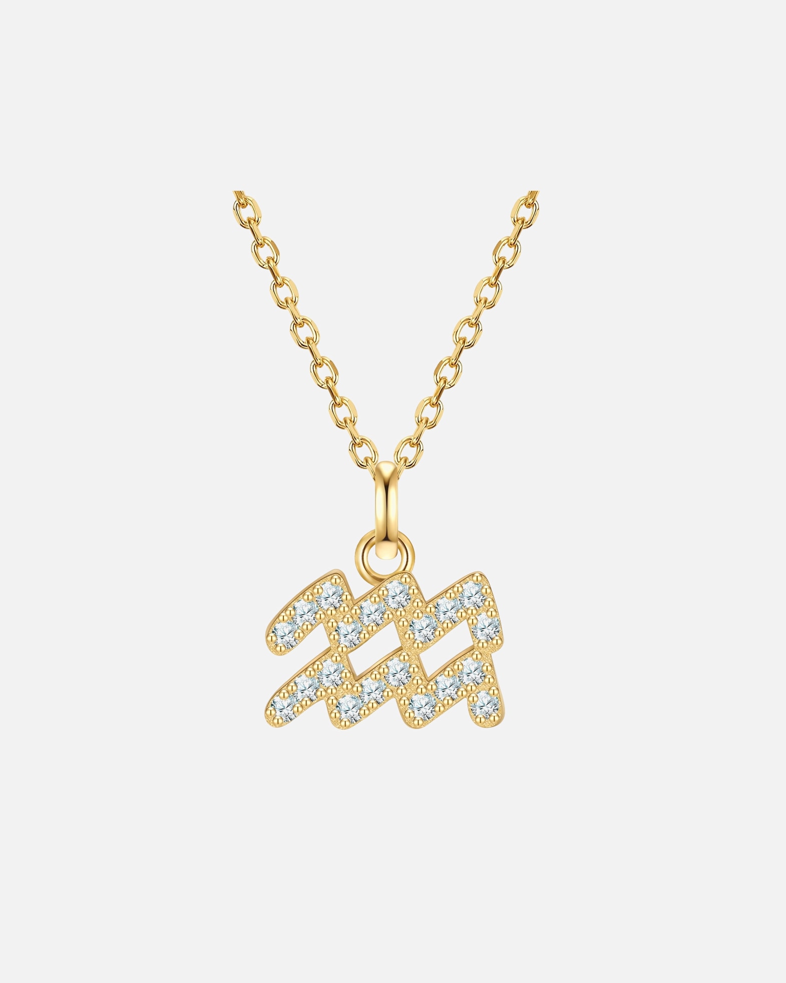 Collier pour Femme Glanzstücke München Collier Signe du Zodiaque Verseau en argent sterling en or jaune avec zirconium 40,0 cm Basiskette + 5,0 cm Verlängerung