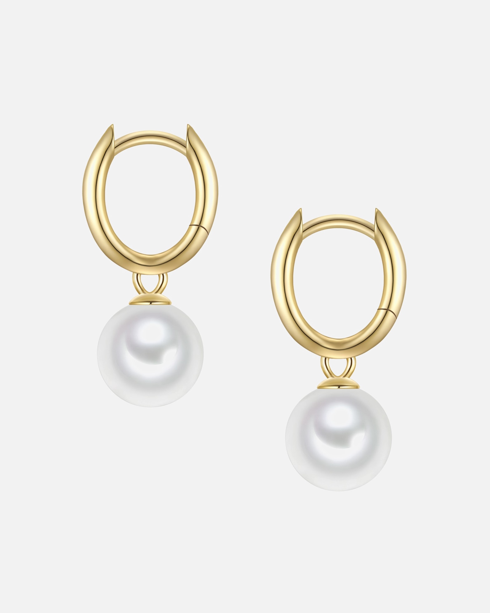 Créoles pour Femme Rafaela Donata Créoles en Argent Sterling en or jaune avec perle de coquillage 22,1 mm