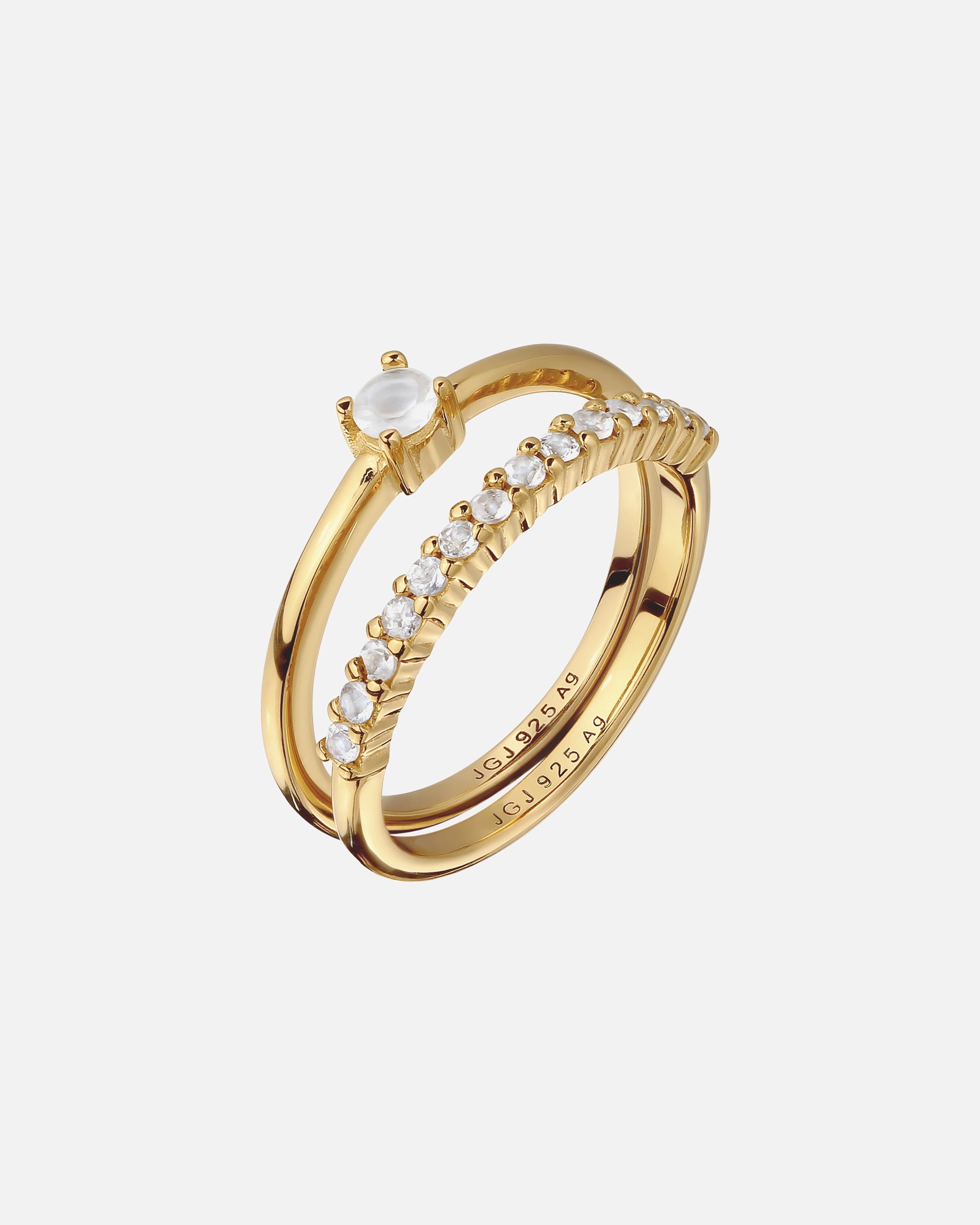 Bague pour Femme Elli PREMIUM Bague avec pierres Moonstone arc-en-ciel 925 Sterling Silver 52